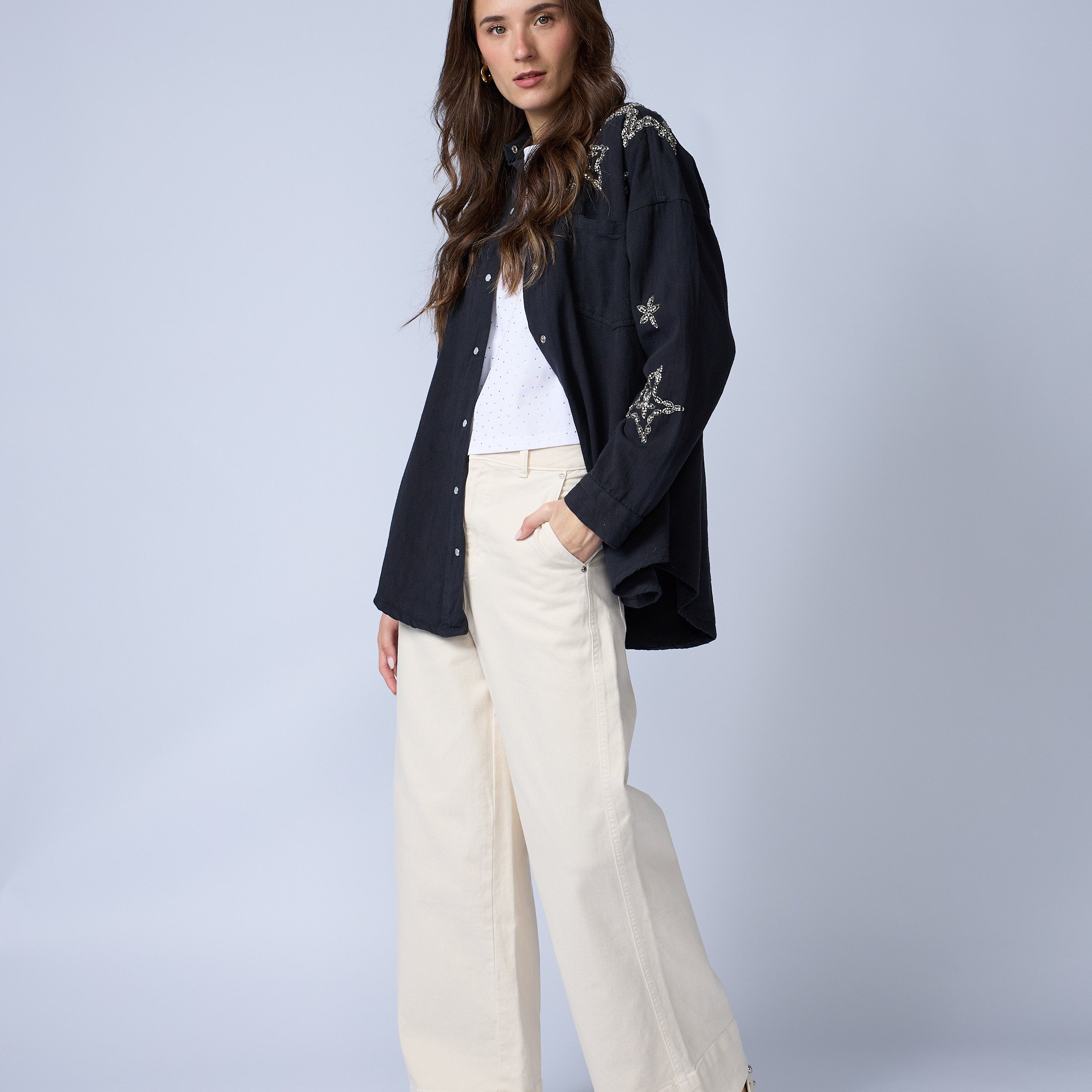 Chaqueta Denim Brillos Estrellas