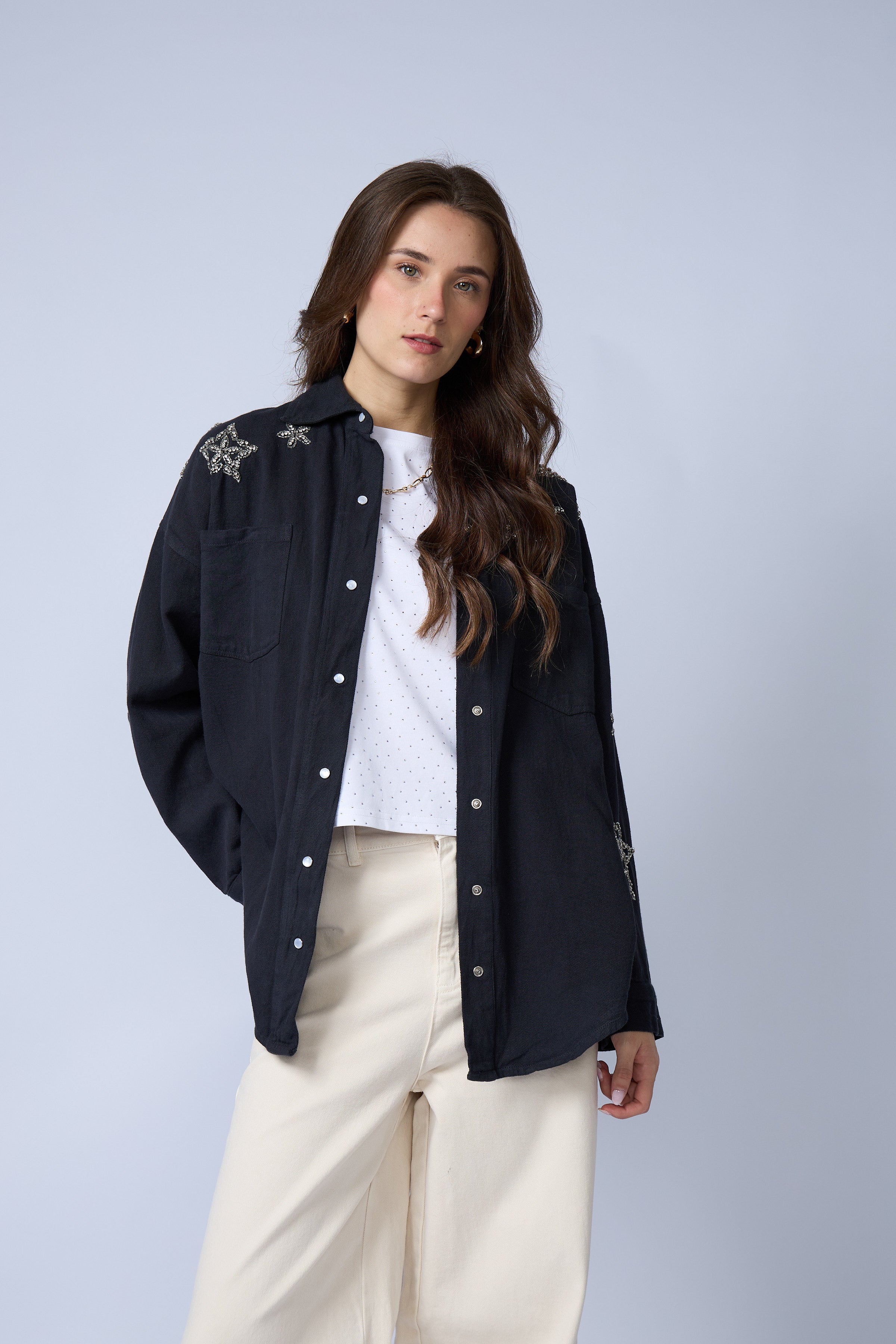 Chaqueta Denim Brillos Estrellas