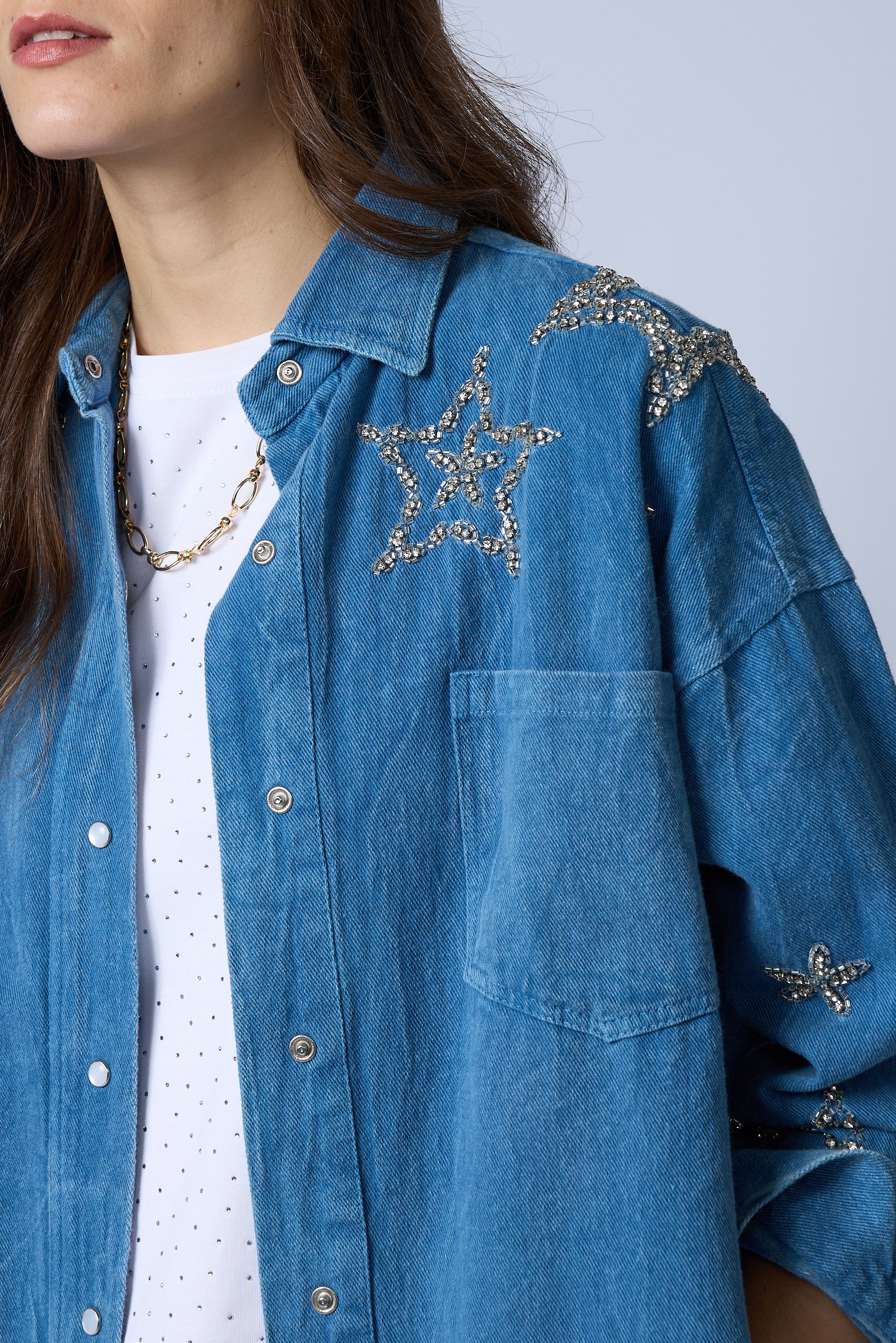 Chaqueta Denim Brillos Estrellas