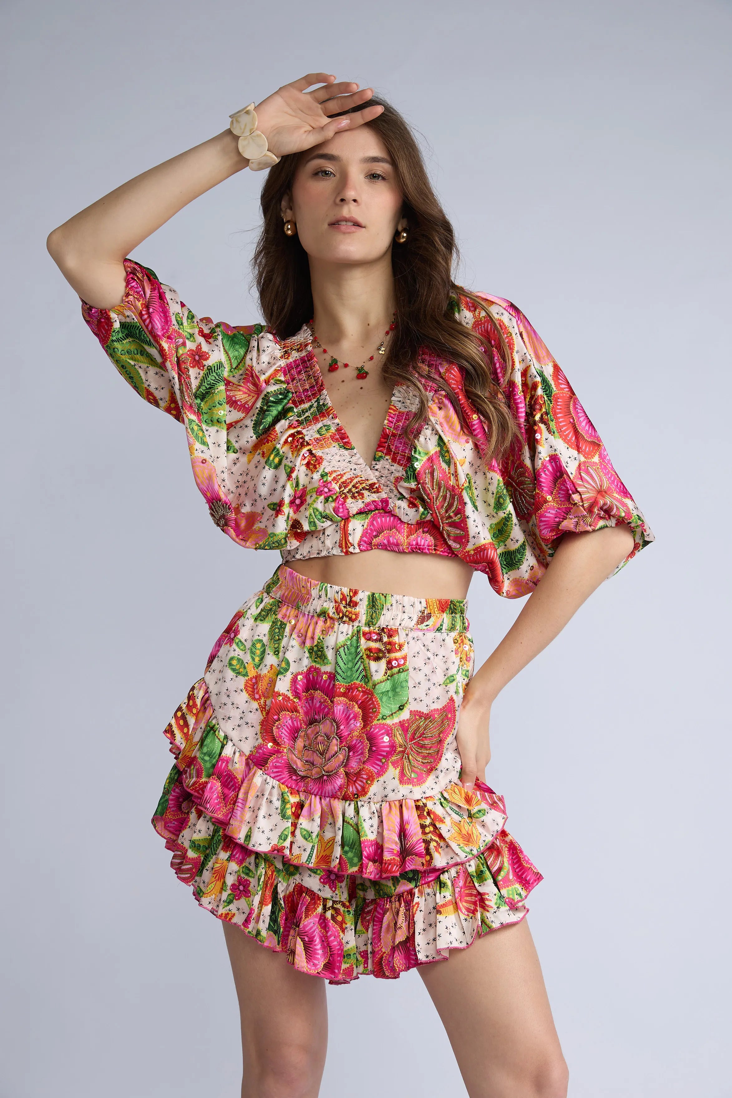 Conjunto Blusa y Short Flores