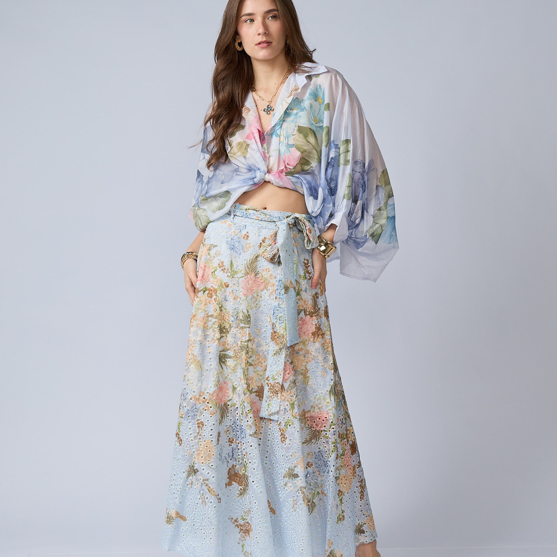 Falda Broderie Estampado