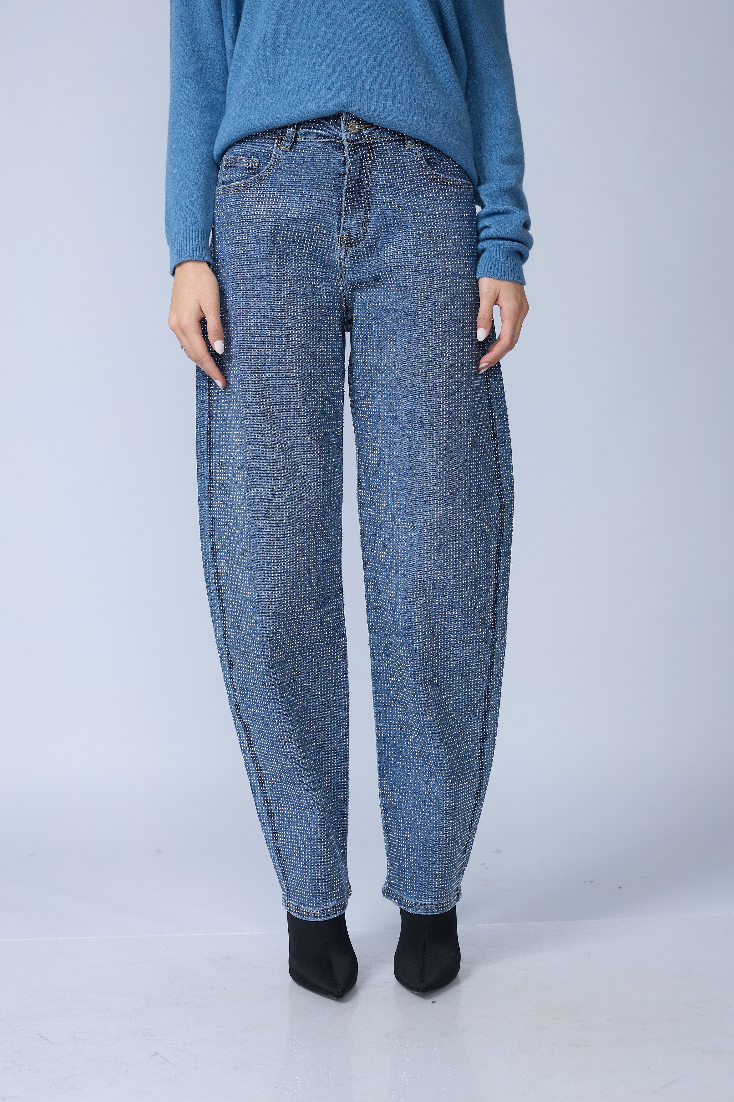Jean Barrel Azul Brillos