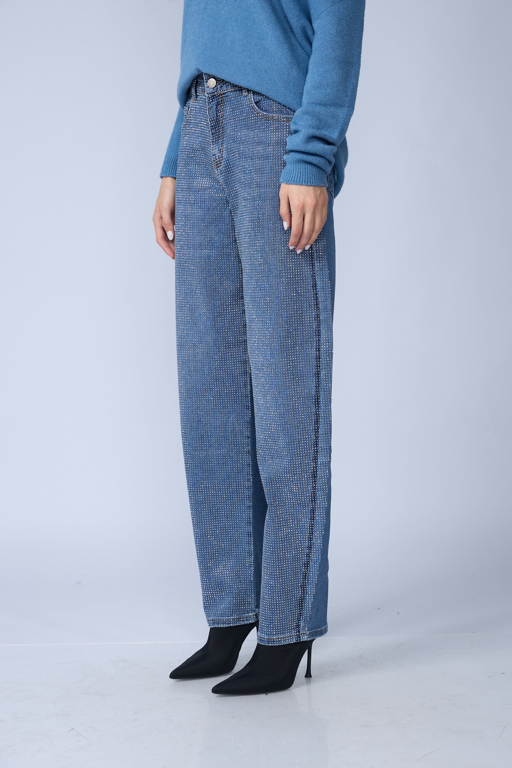 Jean Barrel Azul Brillos