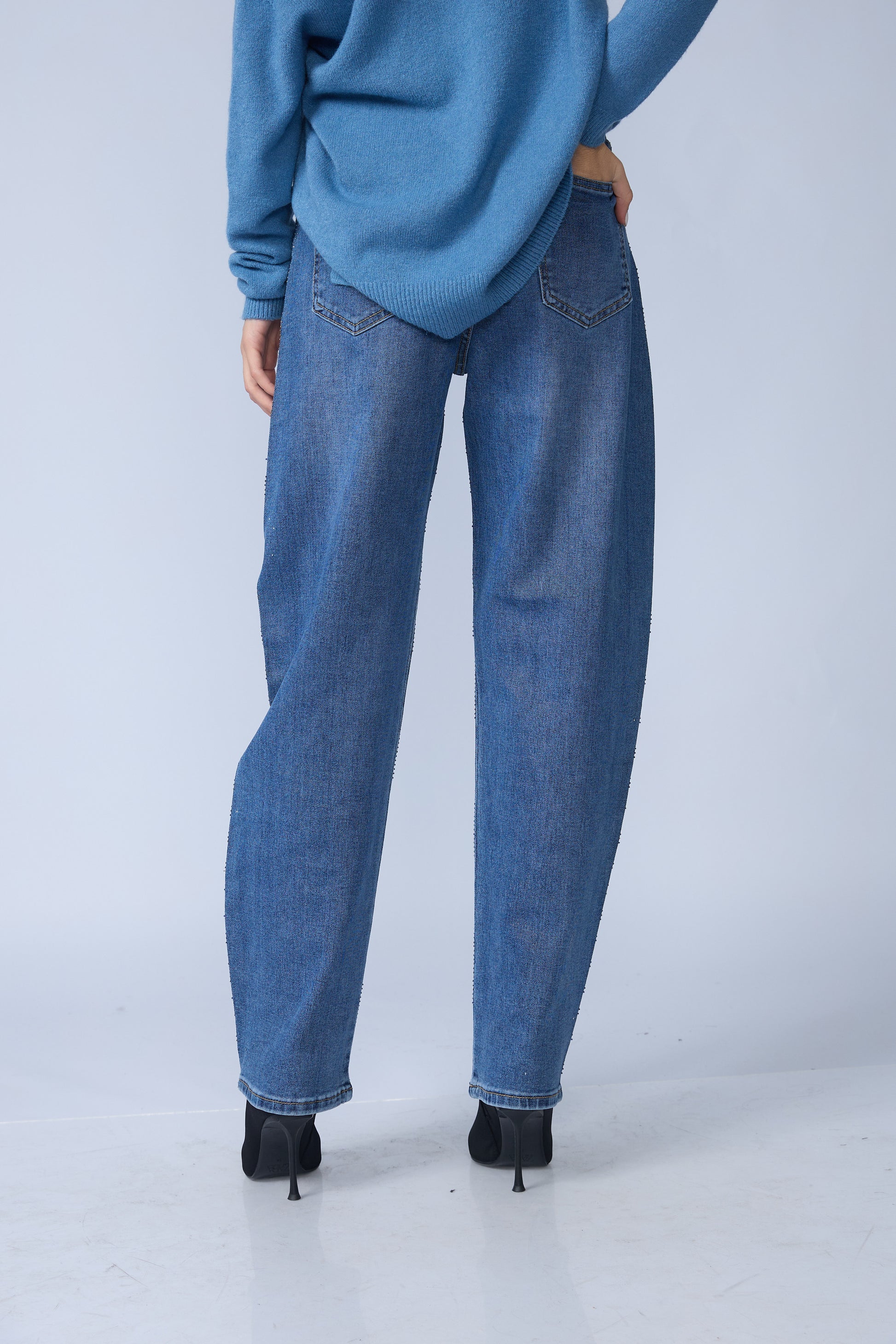 Jean Barrel Azul Brillos