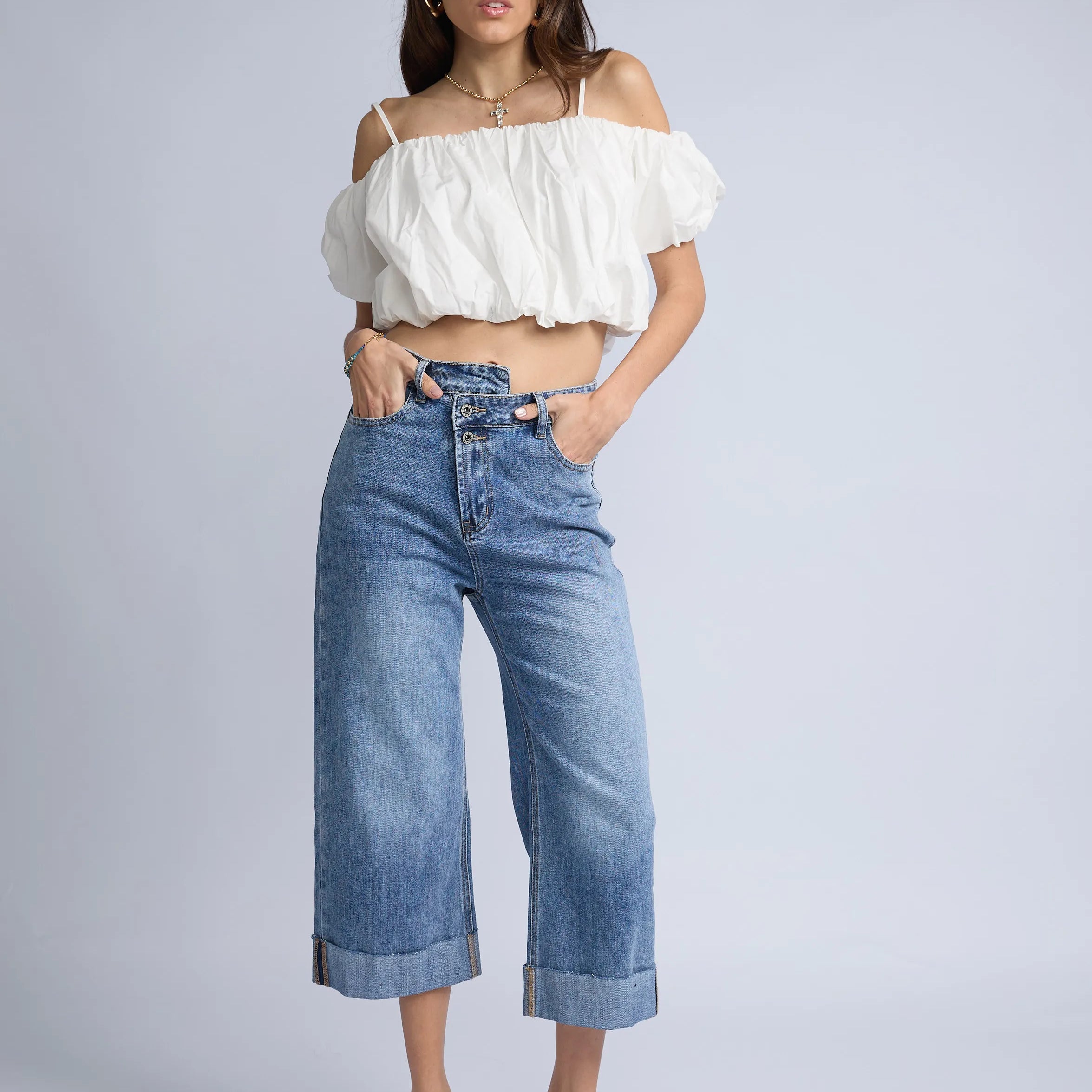 Jean Botones Desfasados Basta Doblada