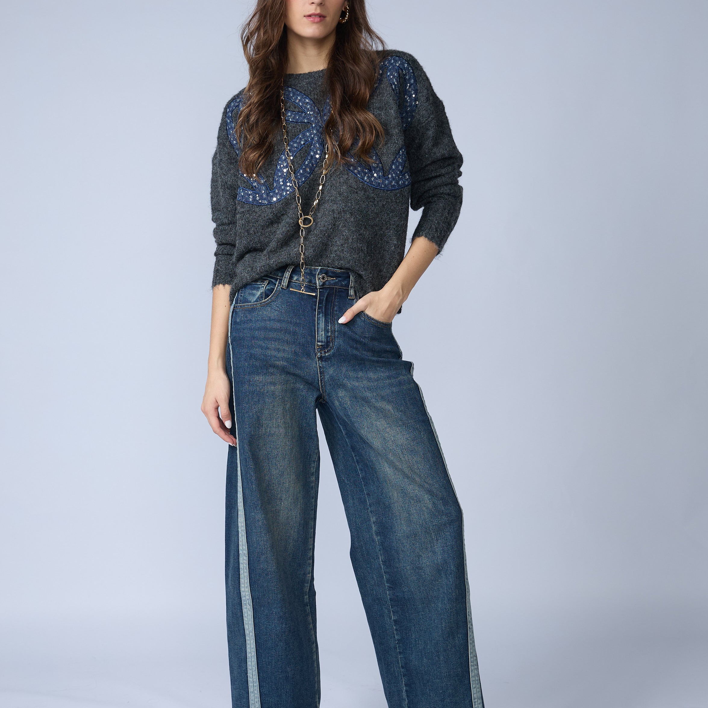 Jean Franja Lateral Azul