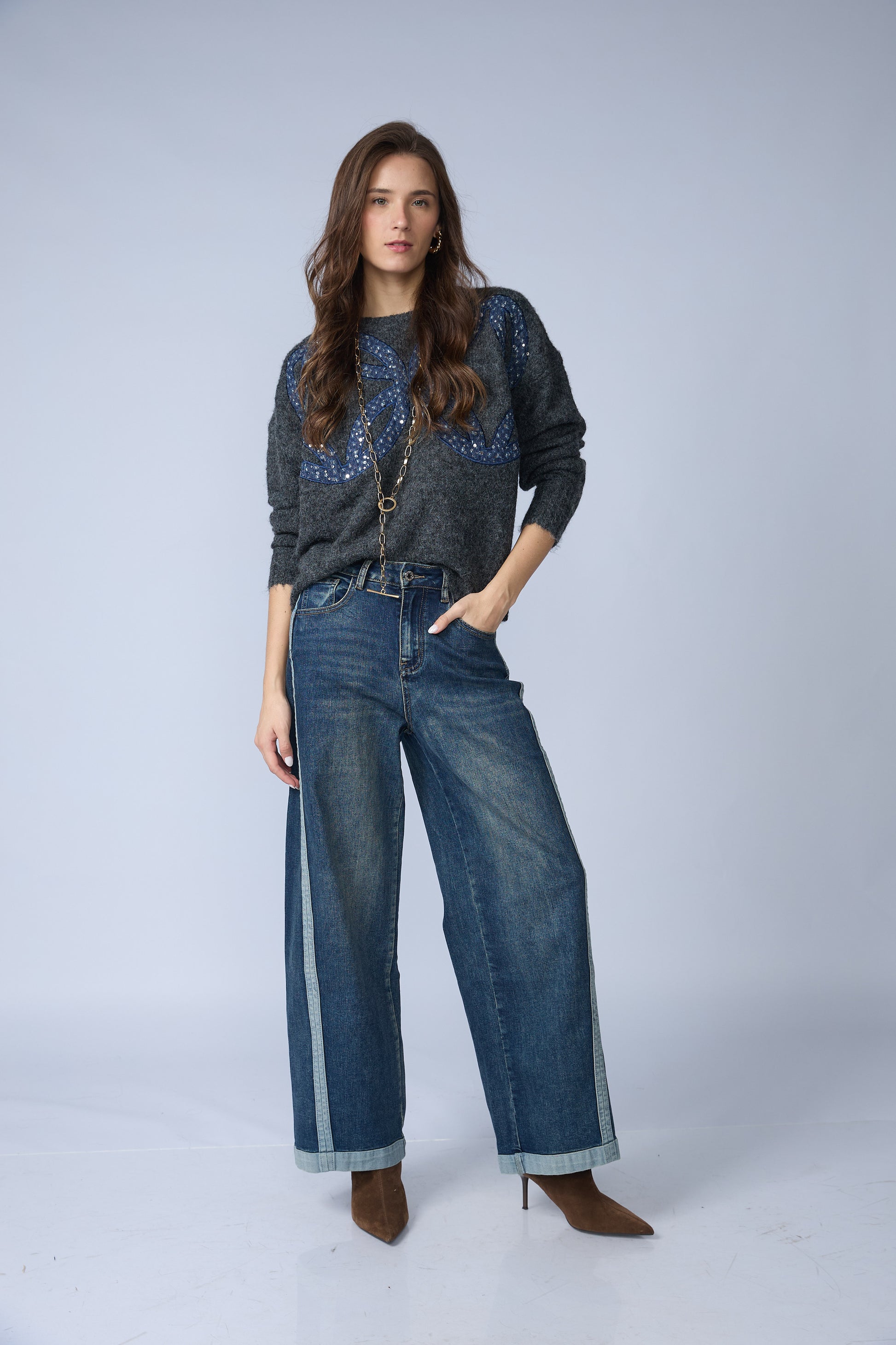 Jean Franja Lateral Azul