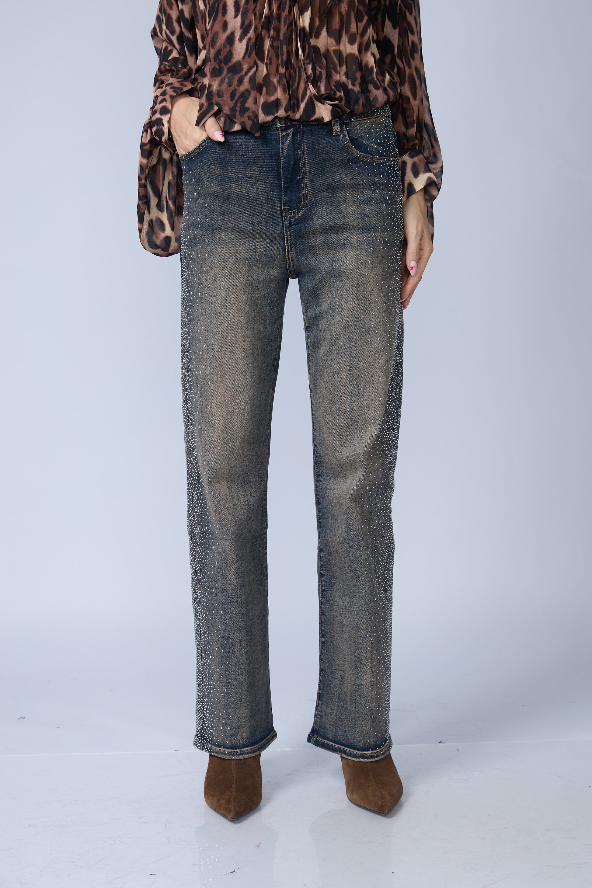 Jean Wide Brillos Laterales