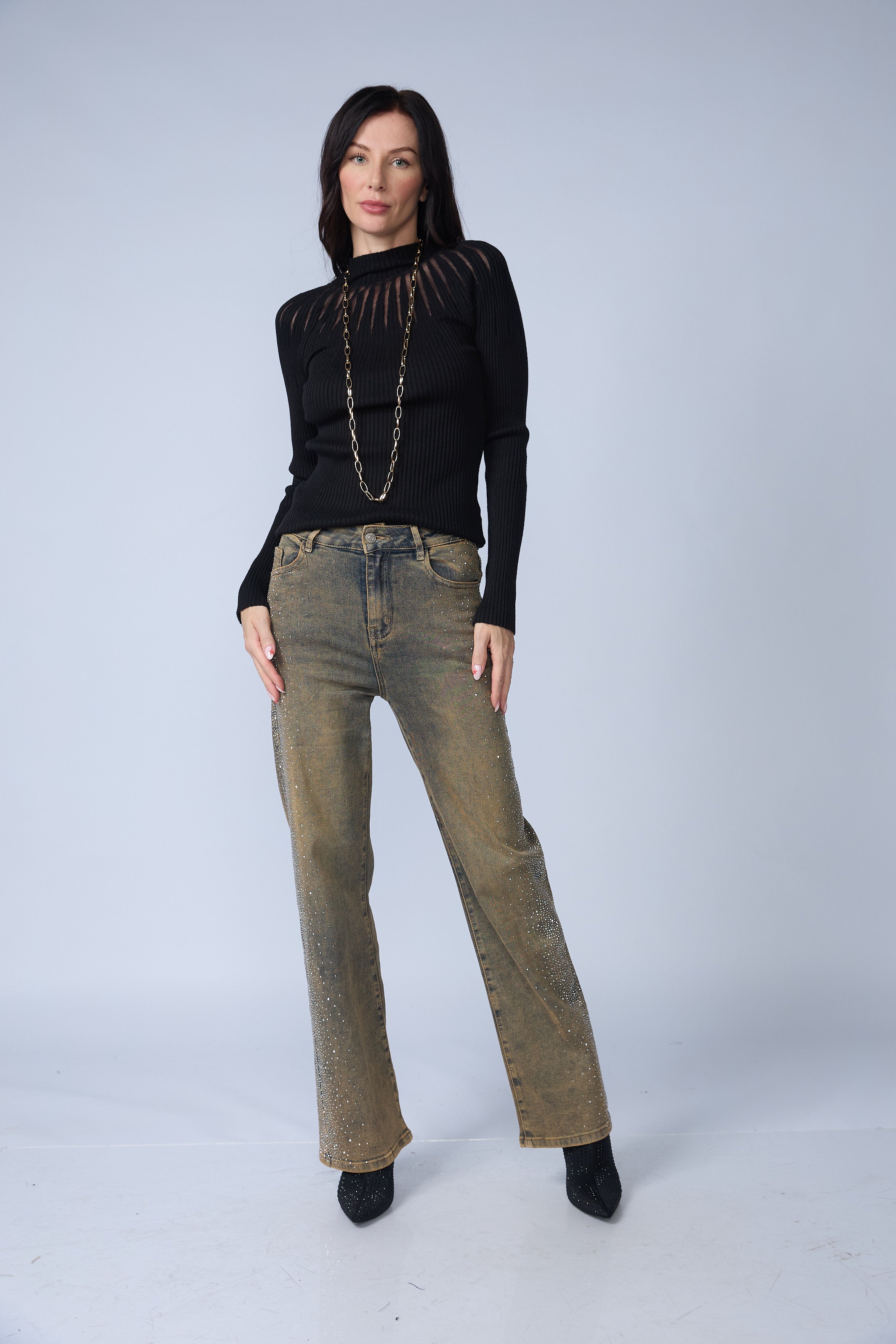 Jean Wide Brillos Laterales