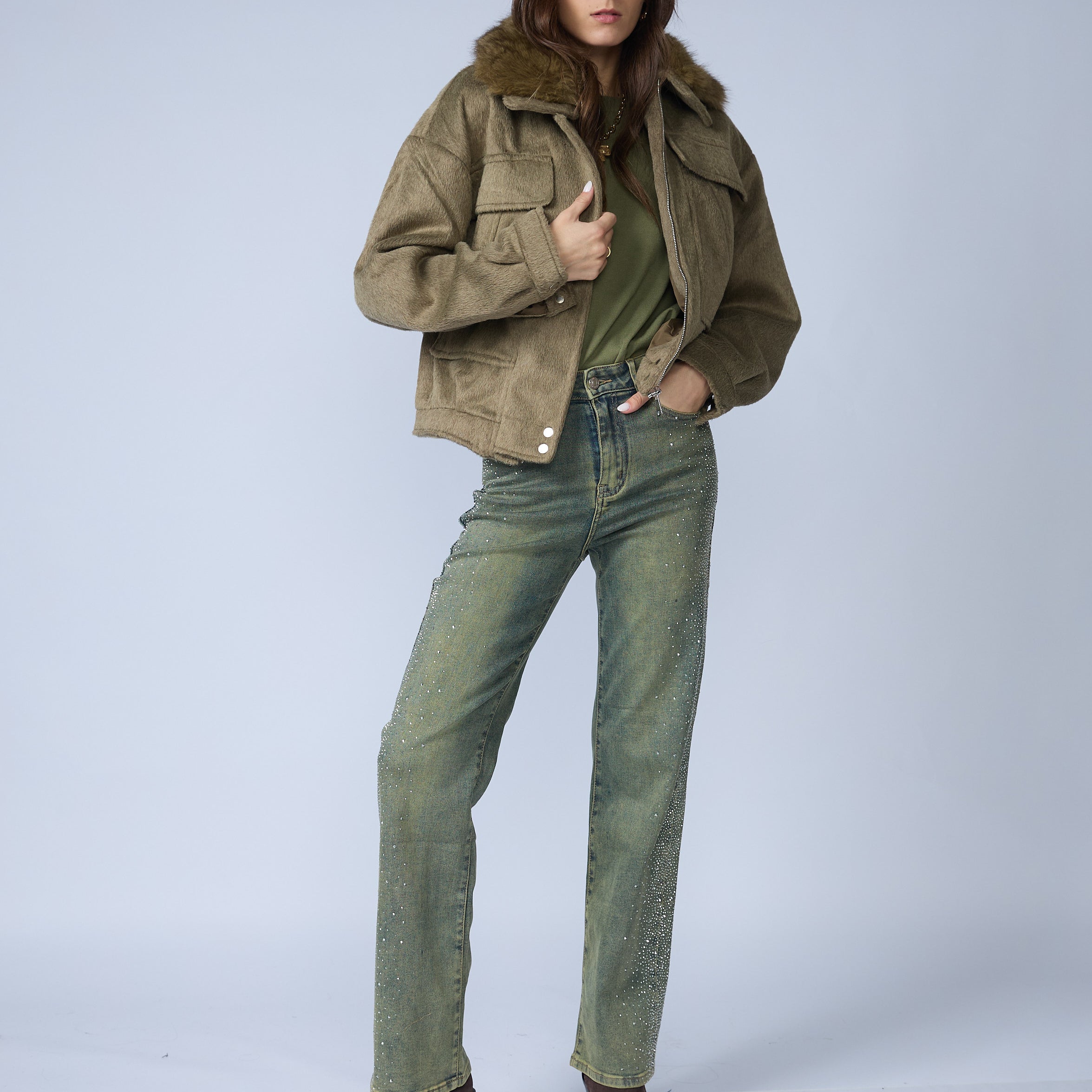 Jean Wide Brillos Laterales