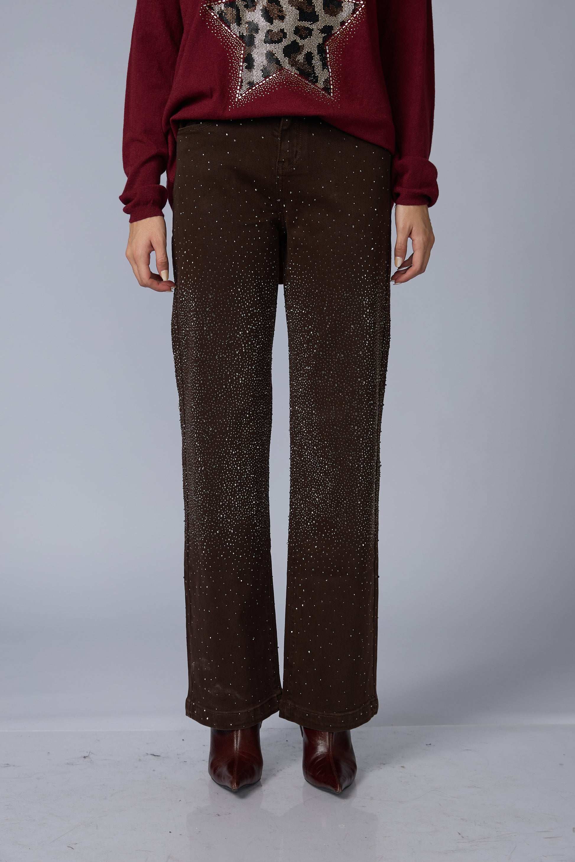 Jean Wide Brillos Marron