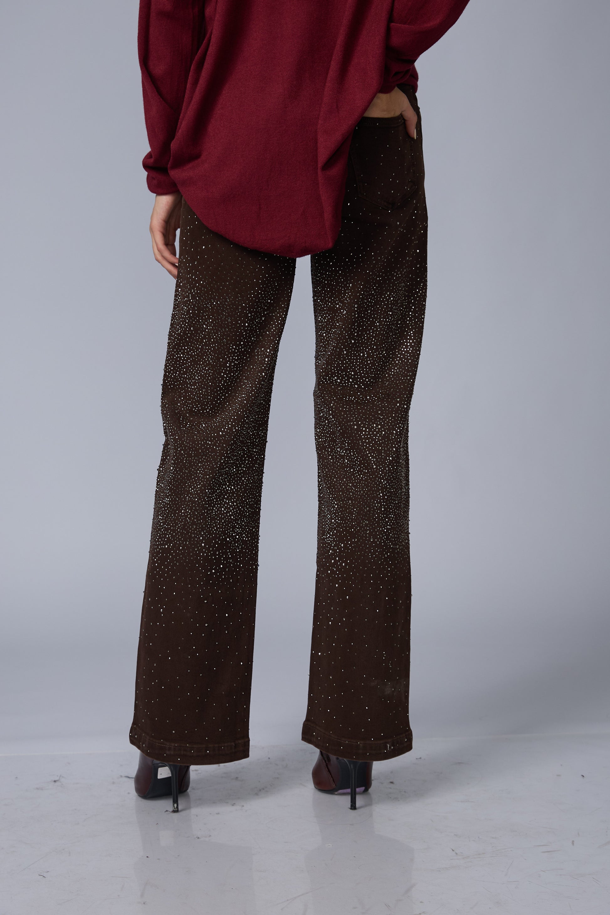 Jean Wide Brillos Marron