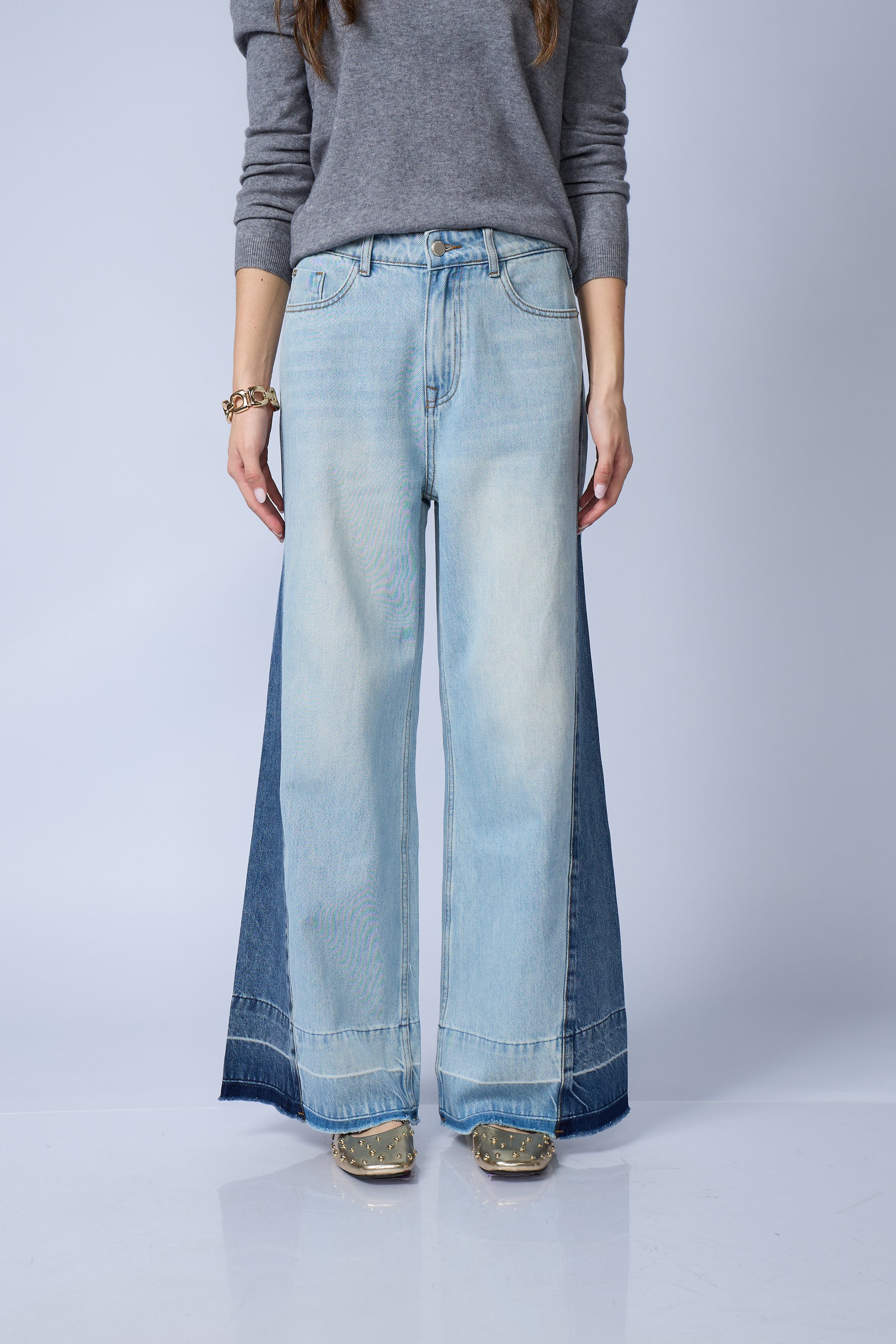 Jean Wide Leg Bicolor
