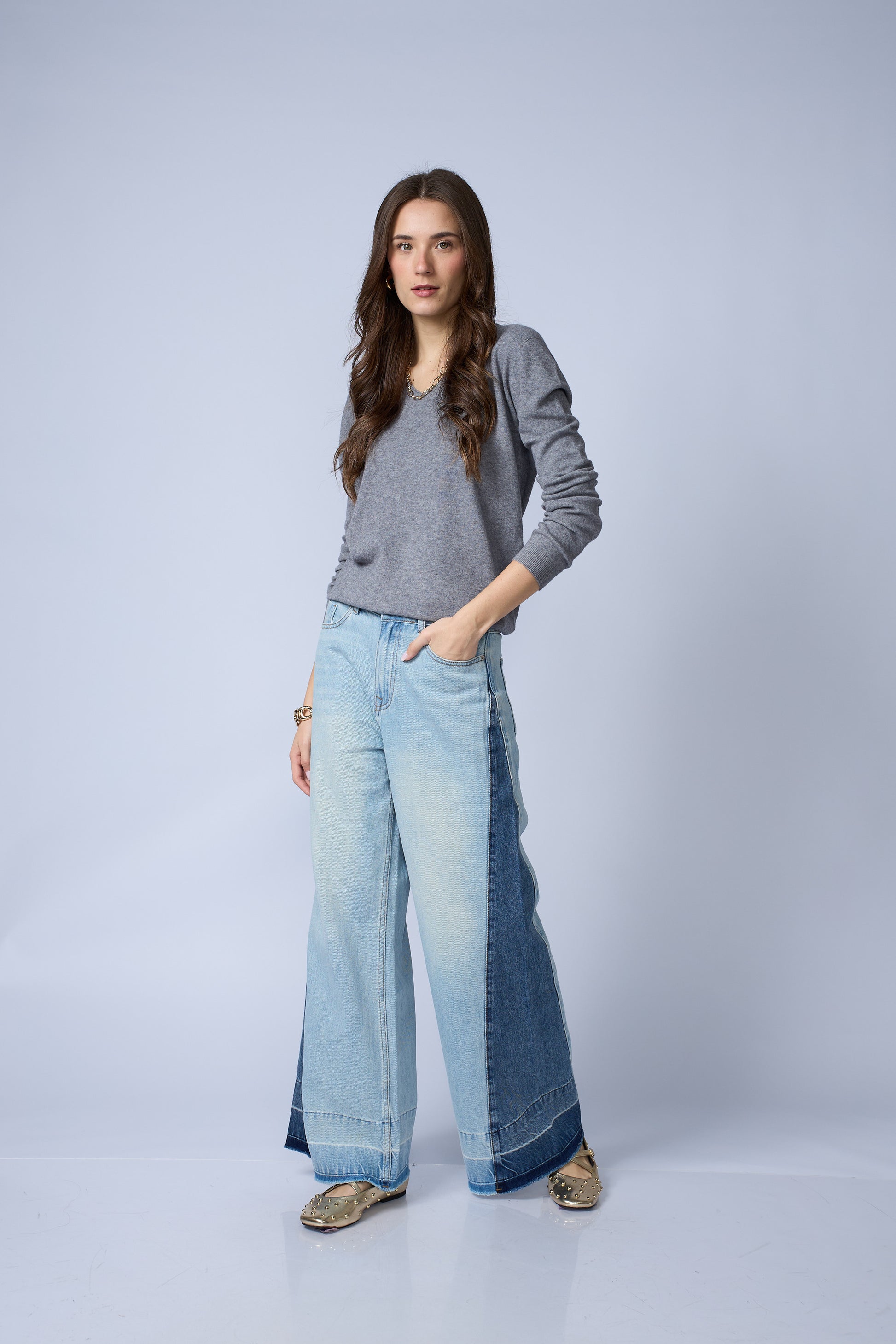 Jean Wide Leg Bicolor