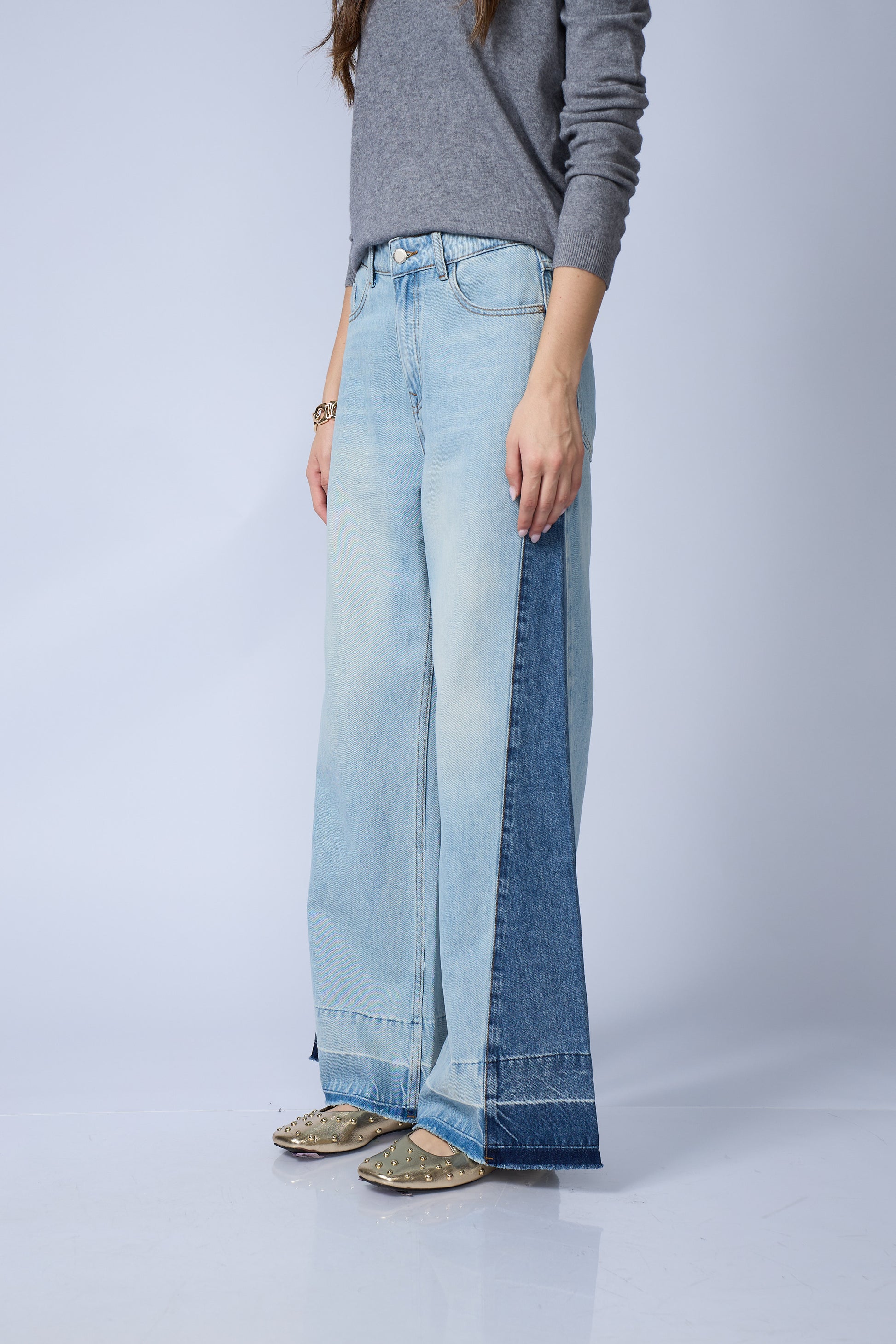 Jean Wide Leg Bicolor