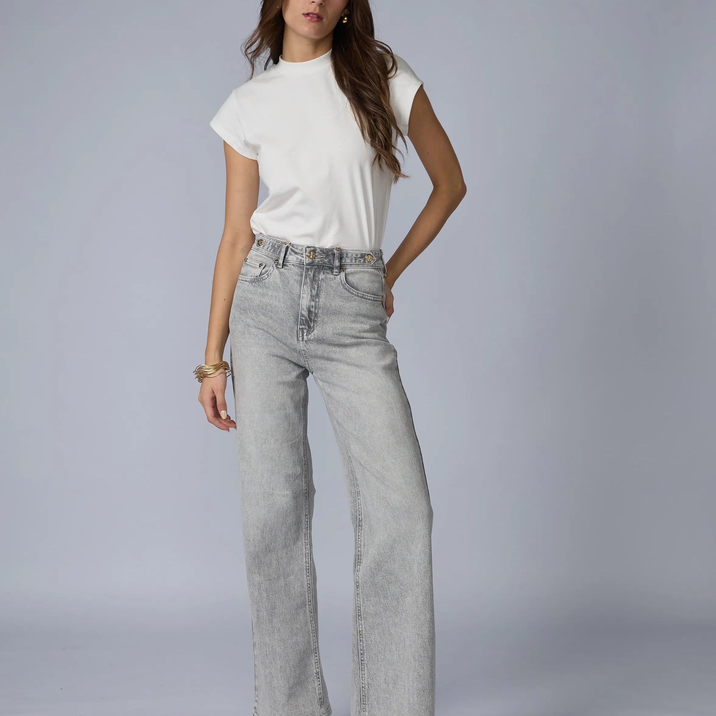 Jean Wide Leg Gris