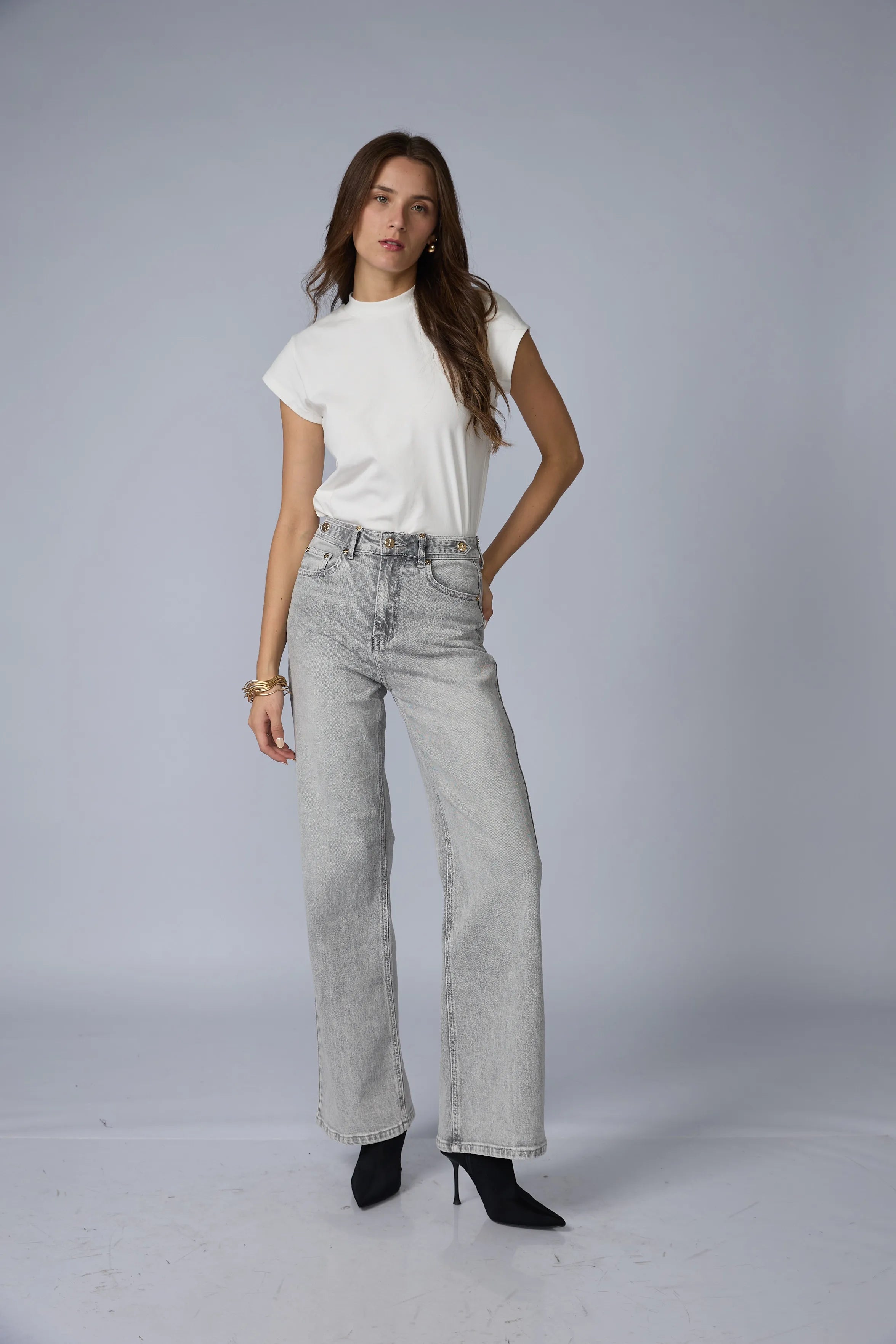 Jean Wide Leg Gris