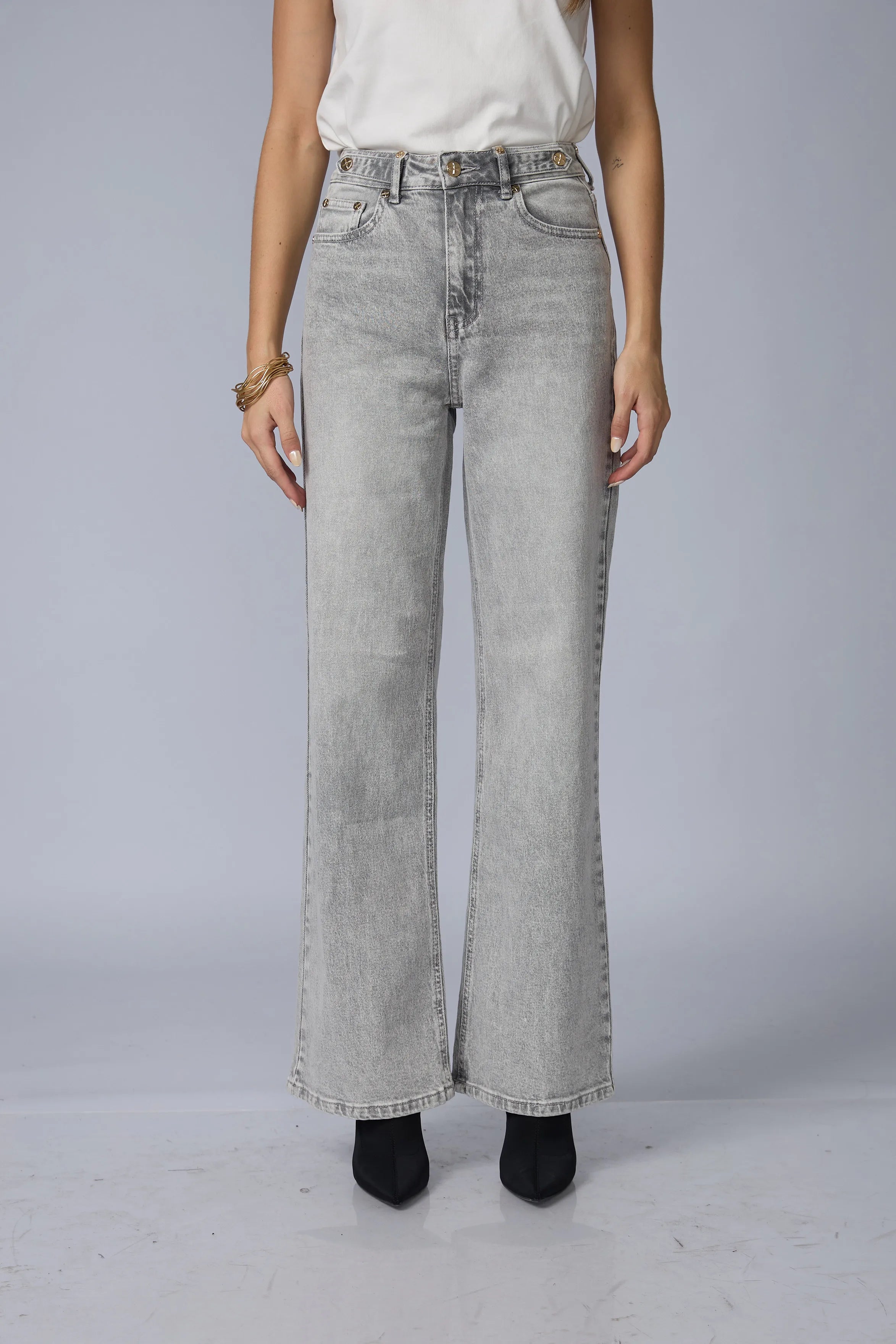 Jean Wide Leg Gris