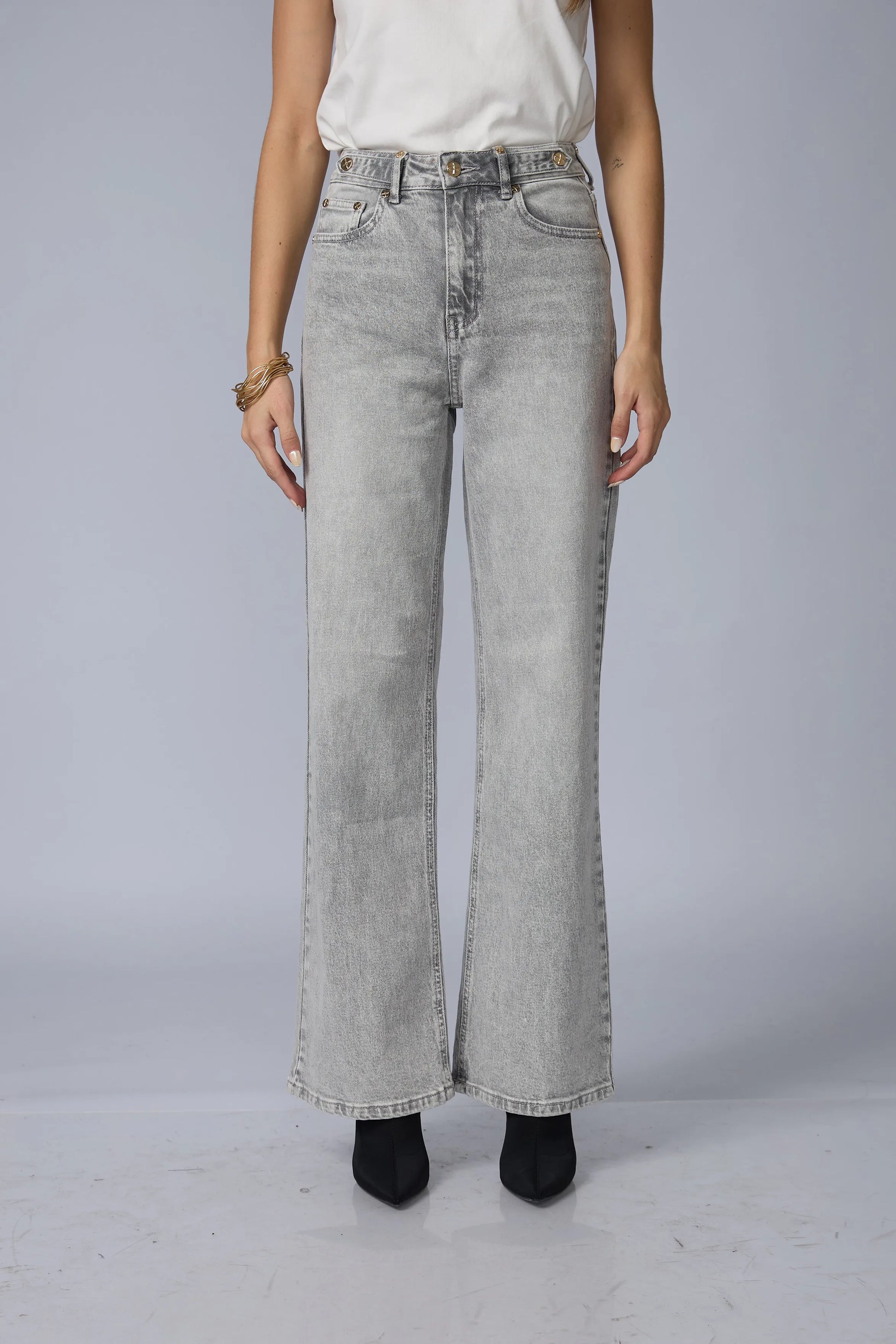 Jean Wide Leg Gris