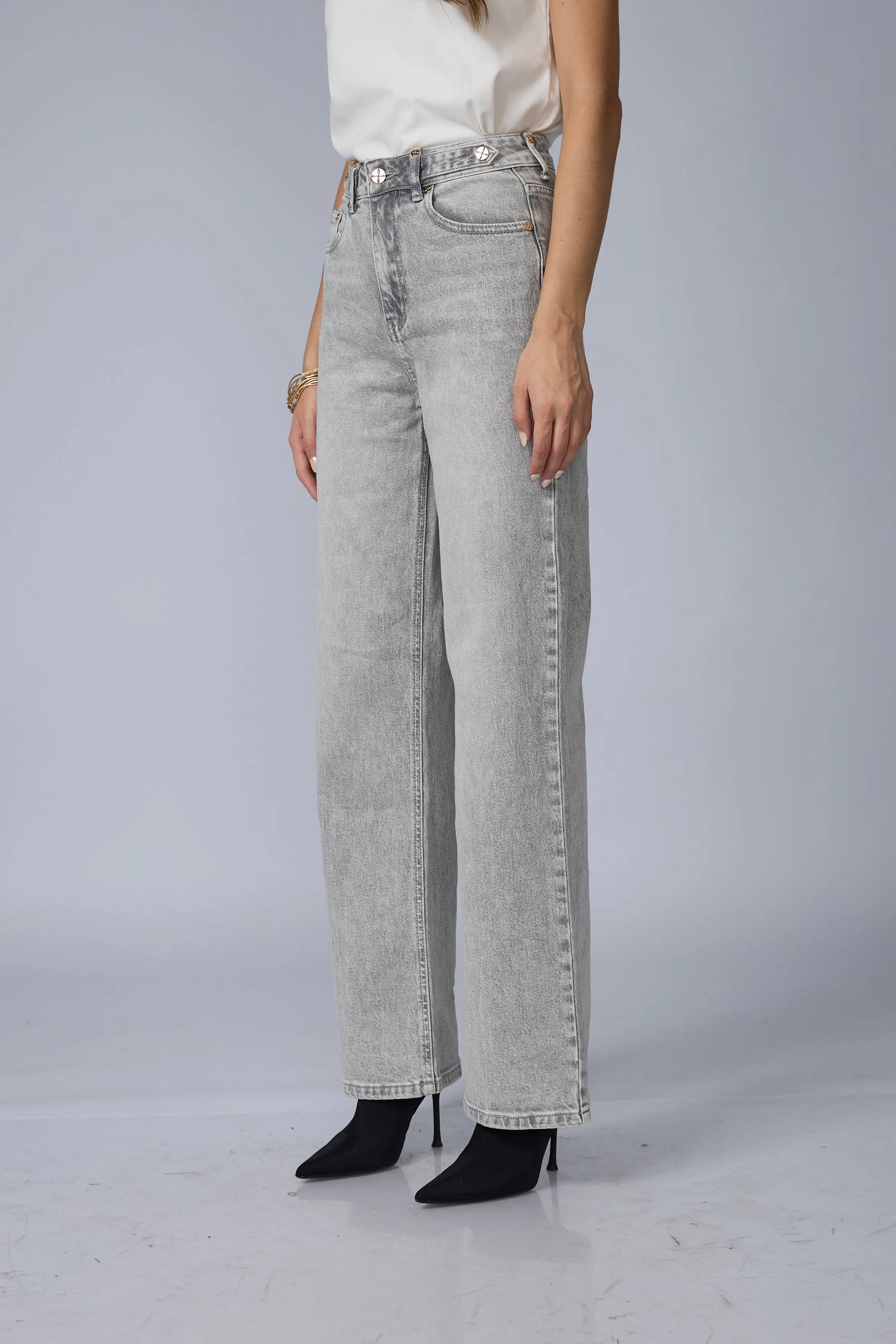 Jean Wide Leg Gris