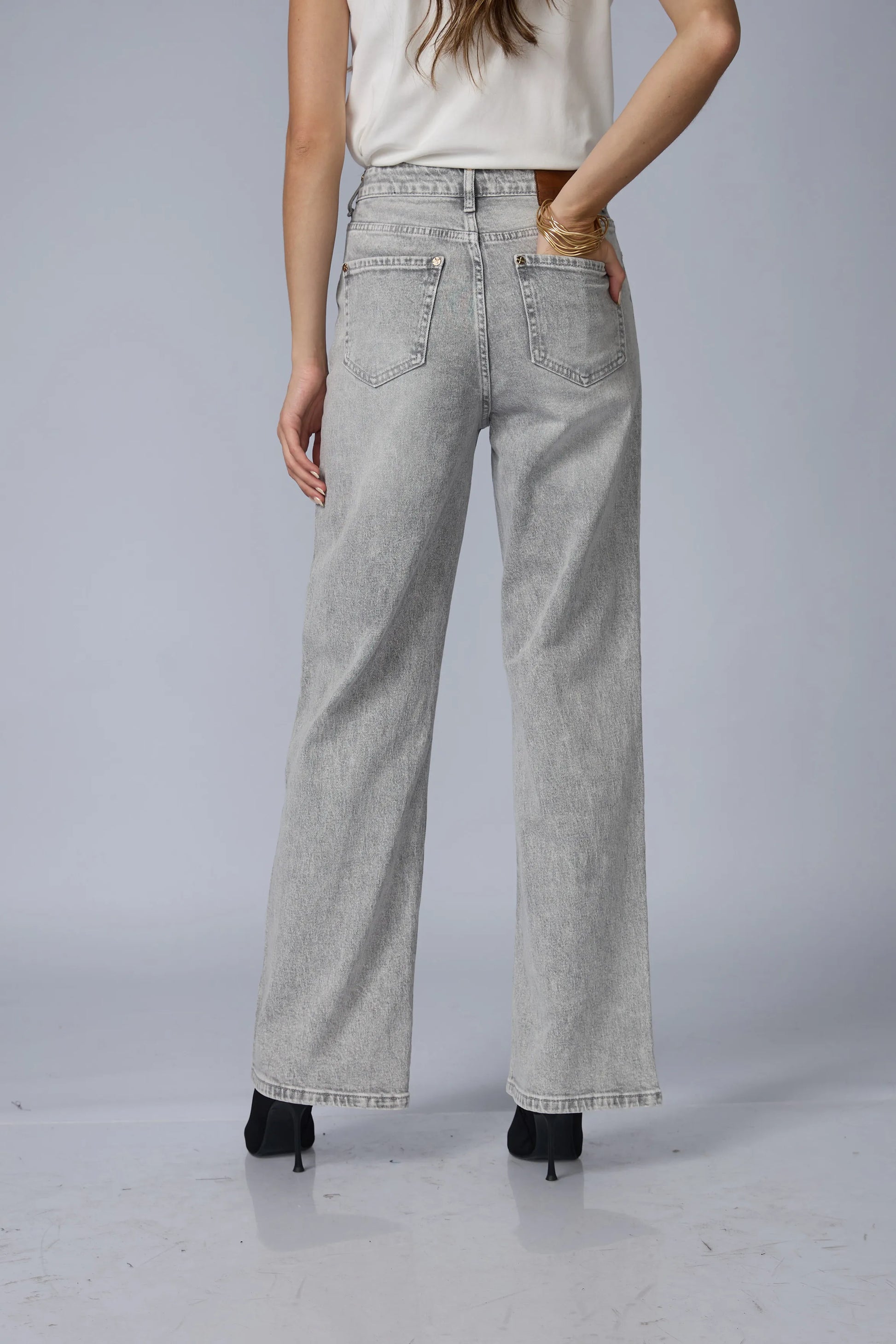 Jean Wide Leg Gris