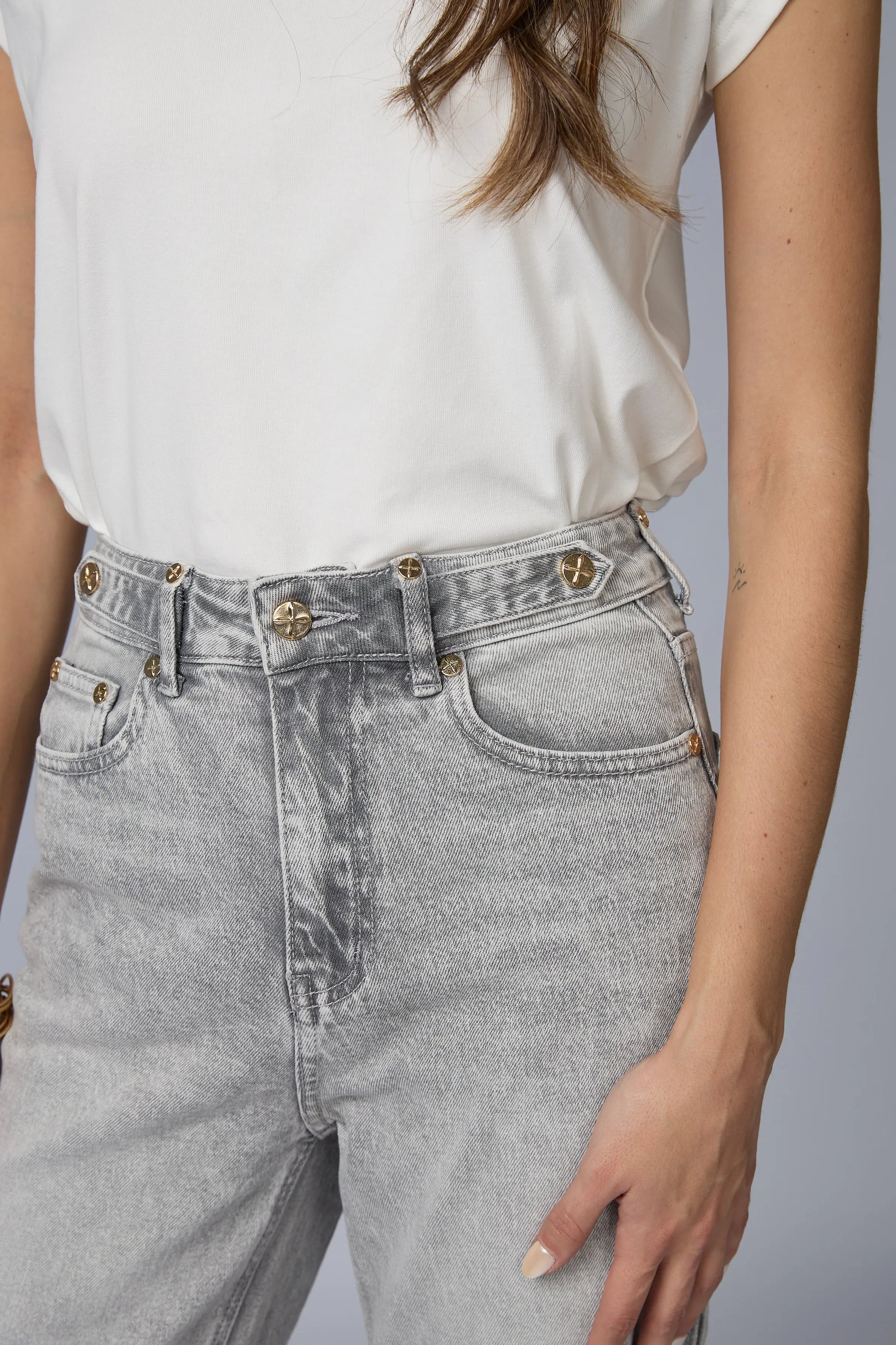 Jean Wide Leg Gris