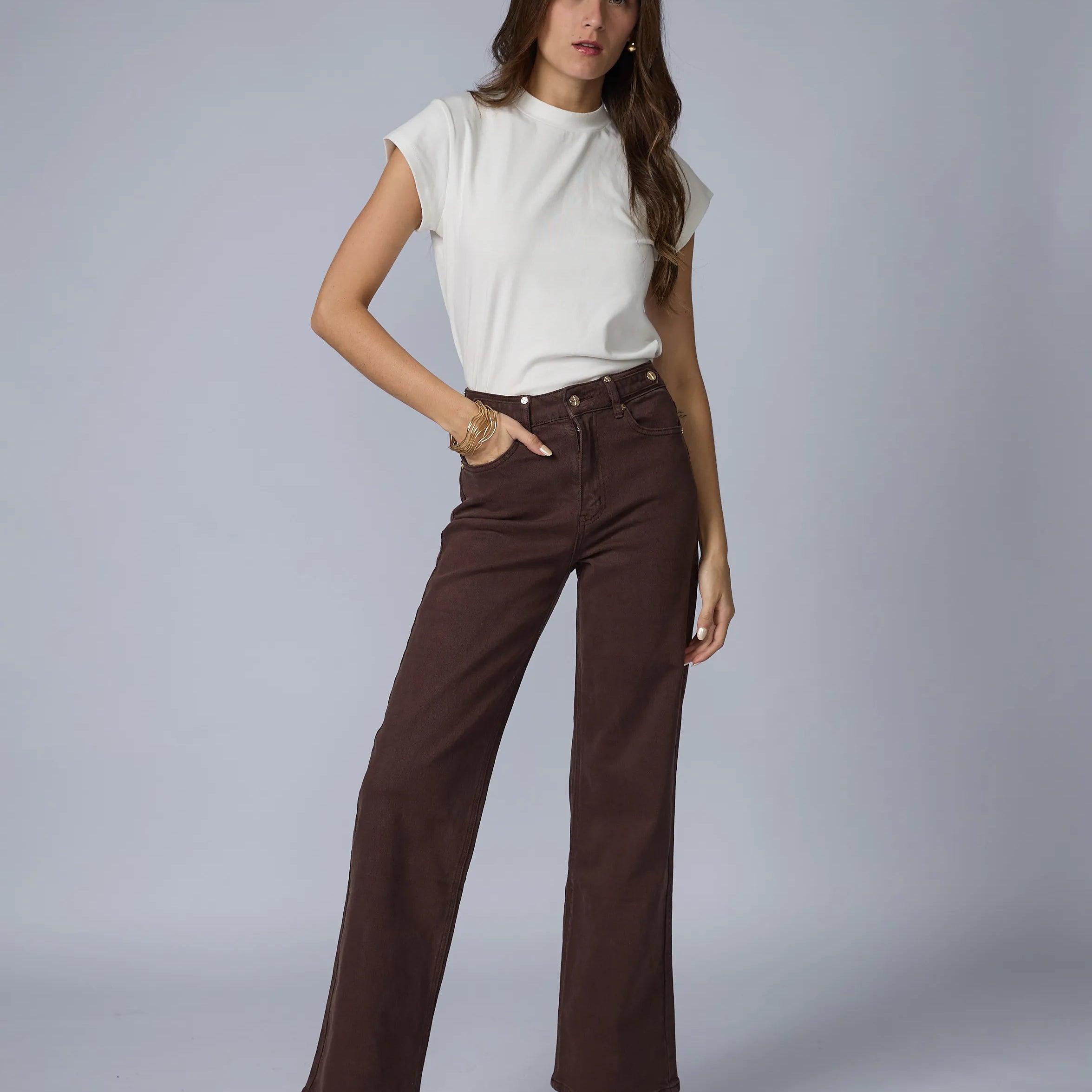 Jean Wide Leg Marron