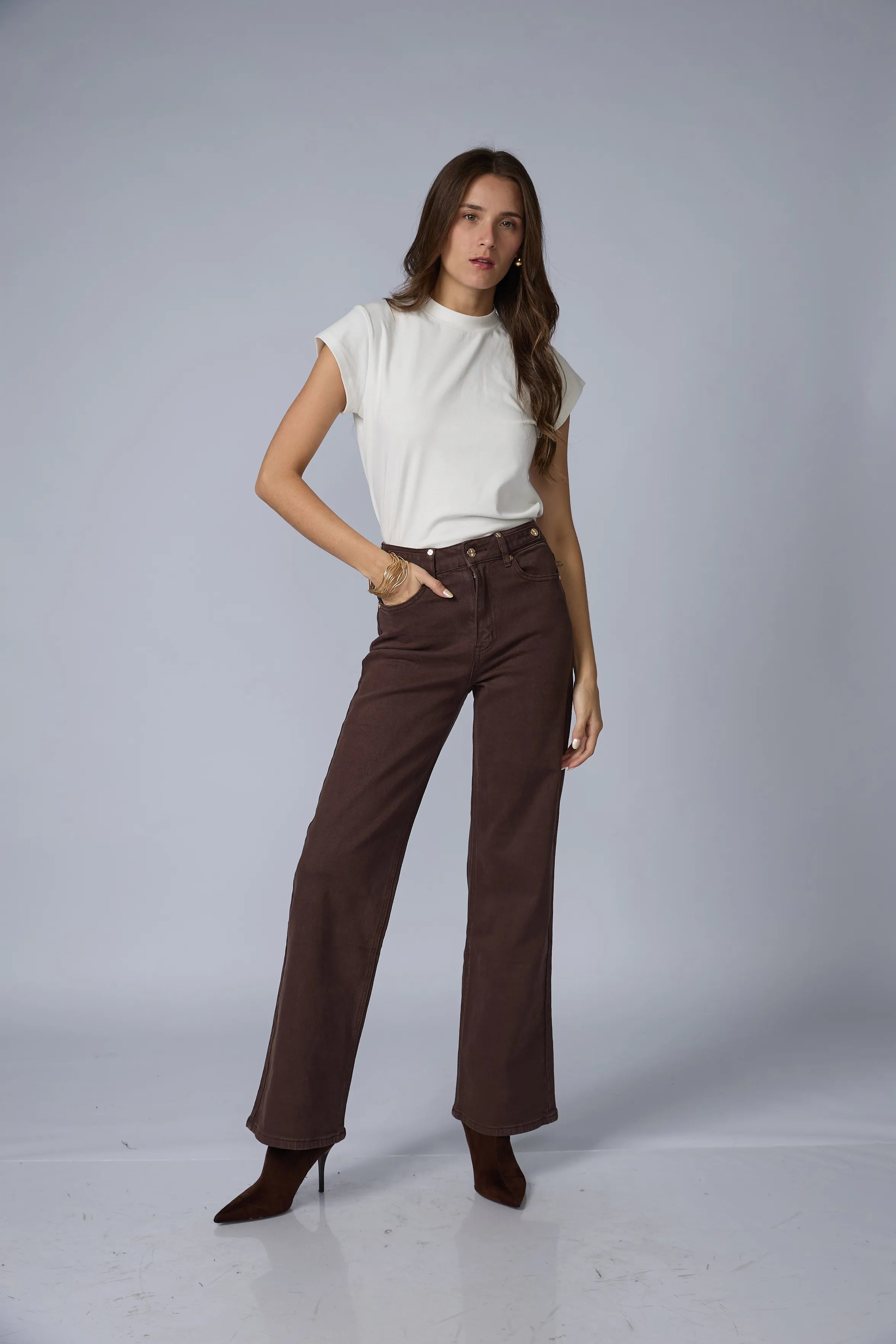 Jean Wide Leg Marron