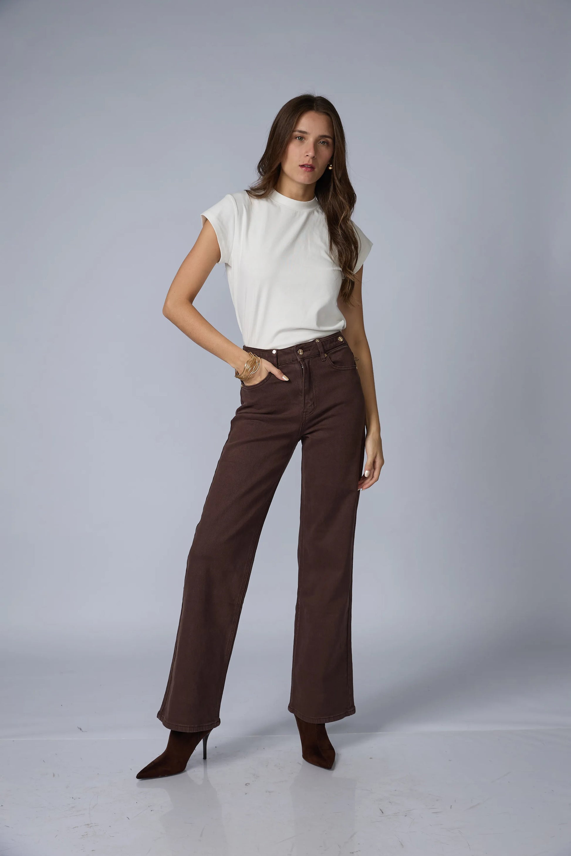 Jean Wide Leg Marron