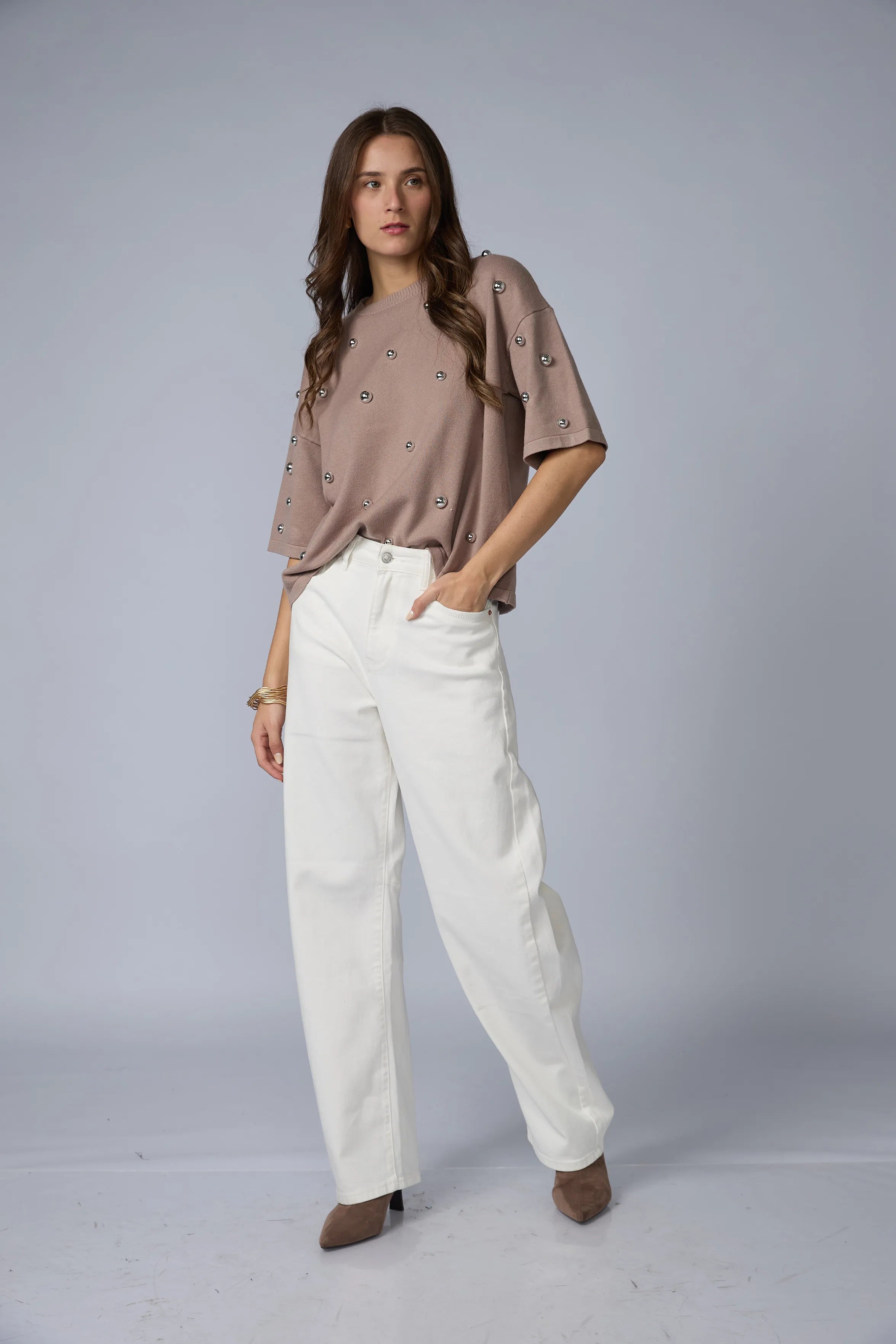 Pantalon Barrel Blanco