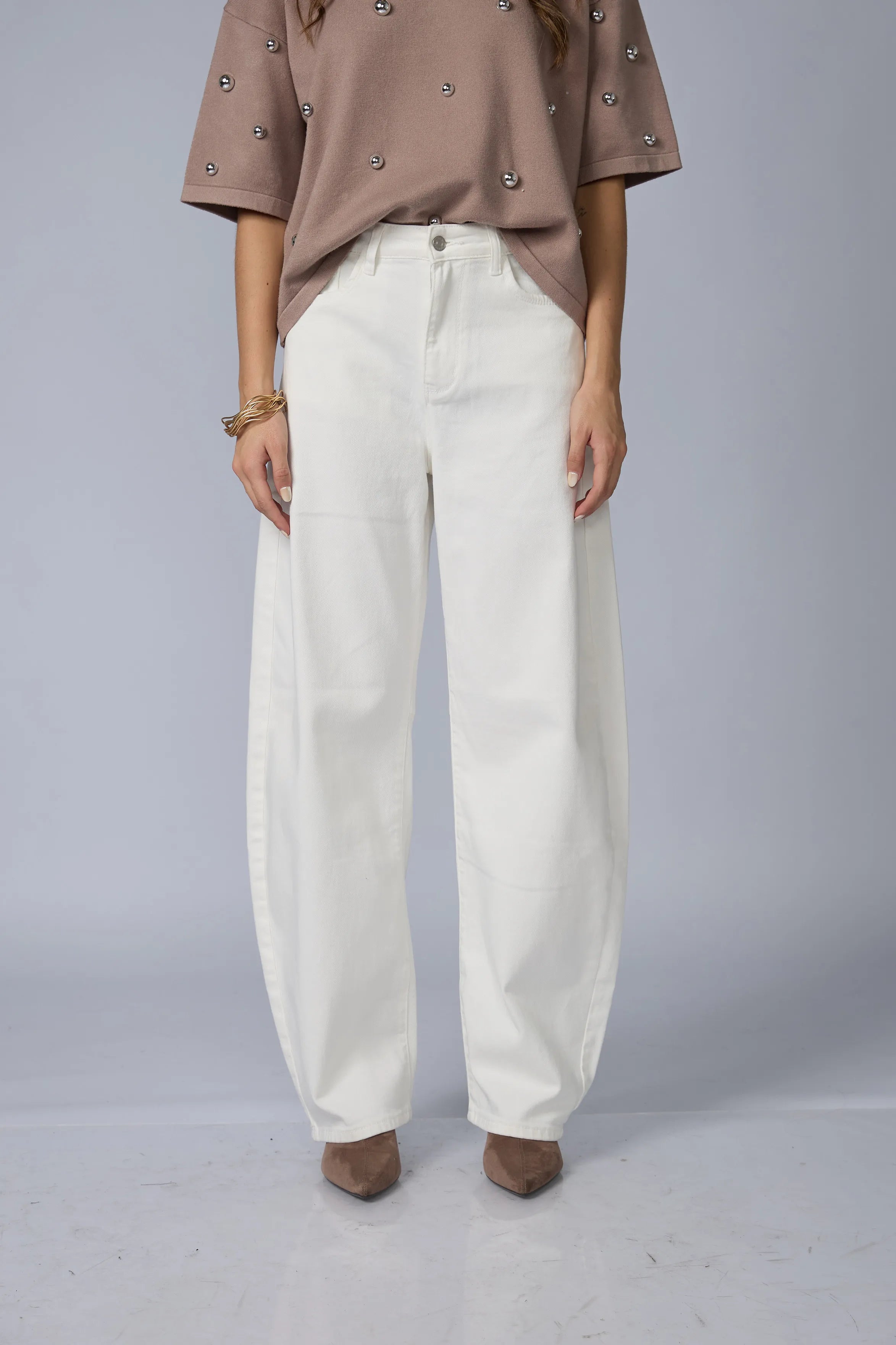 Pantalon Barrel Blanco