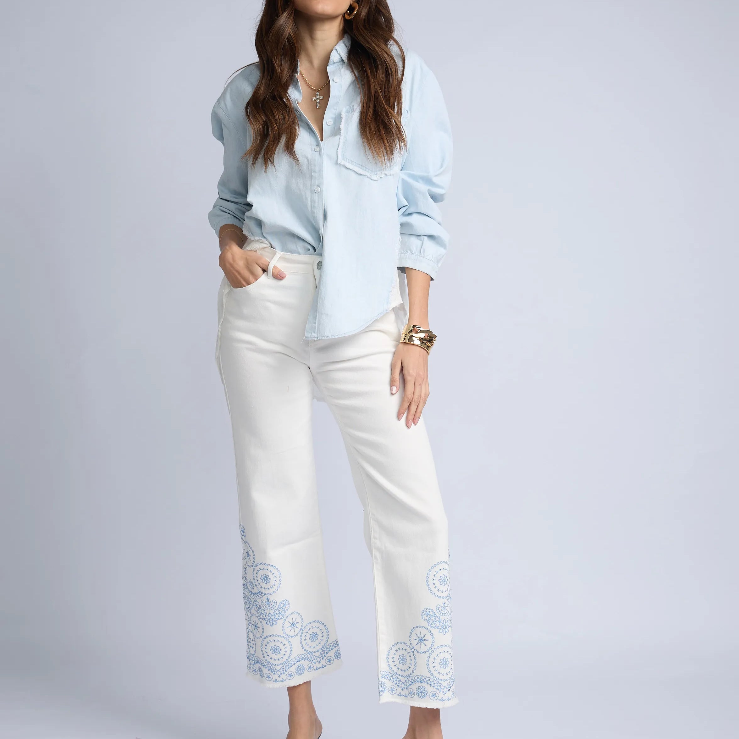 Pantalon Denim Basta Bordada