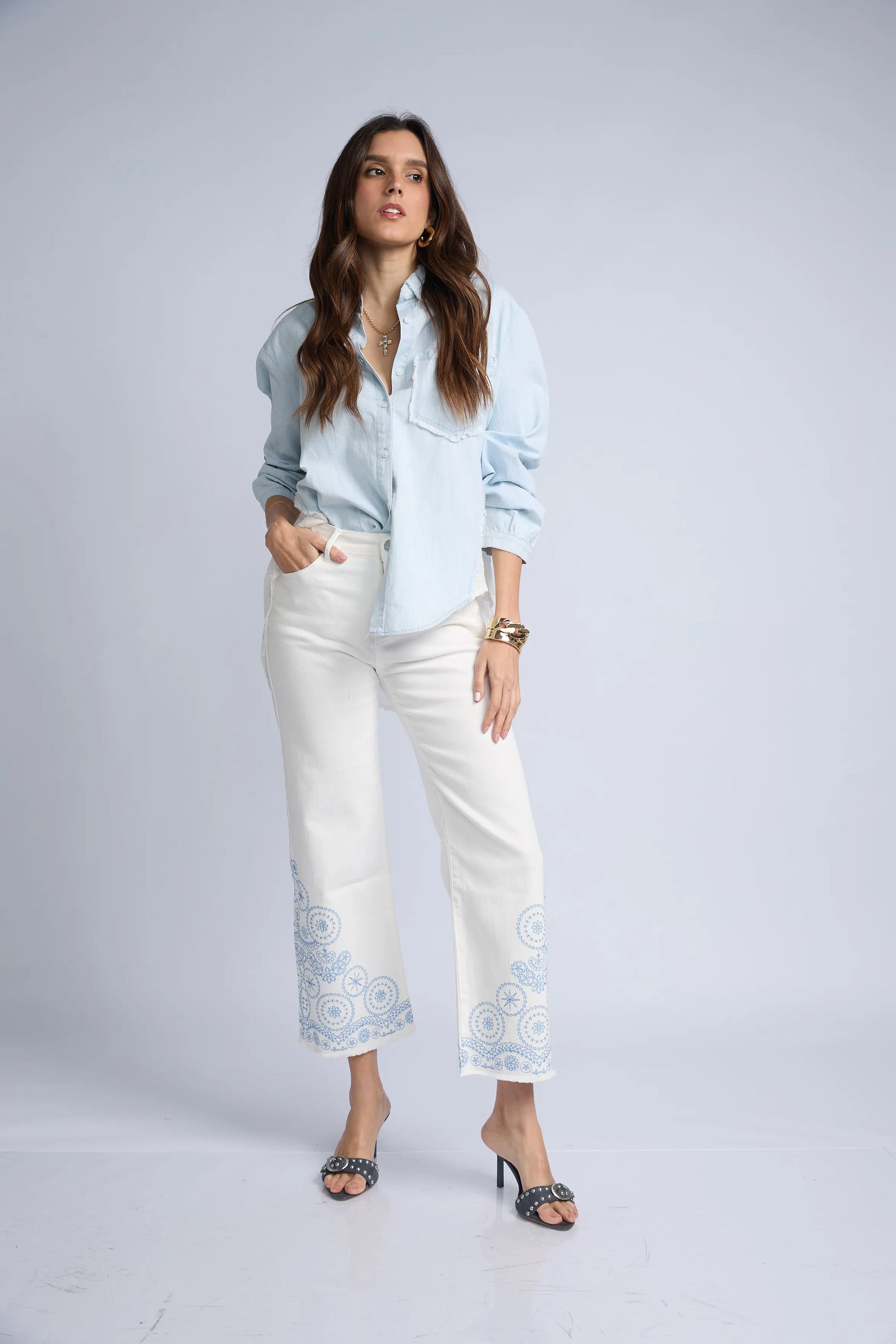 Pantalon Denim Basta Bordada