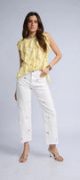 Pantalon Denim Flores Colores