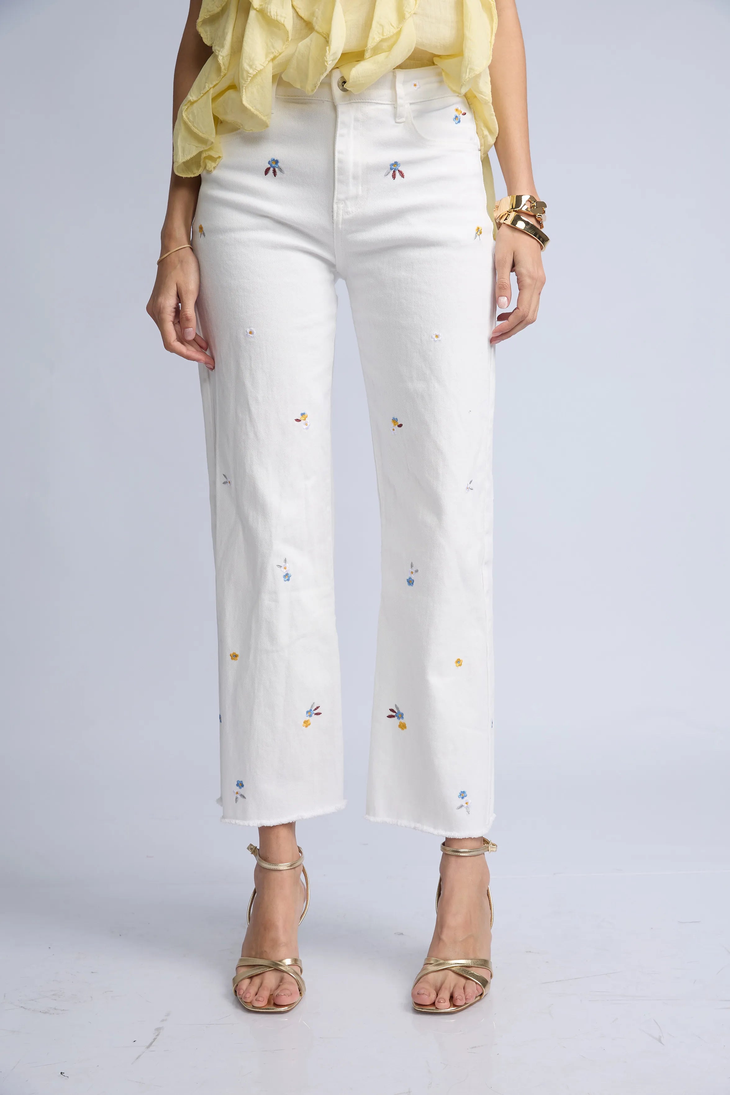 Pantalon Denim Flores Colores