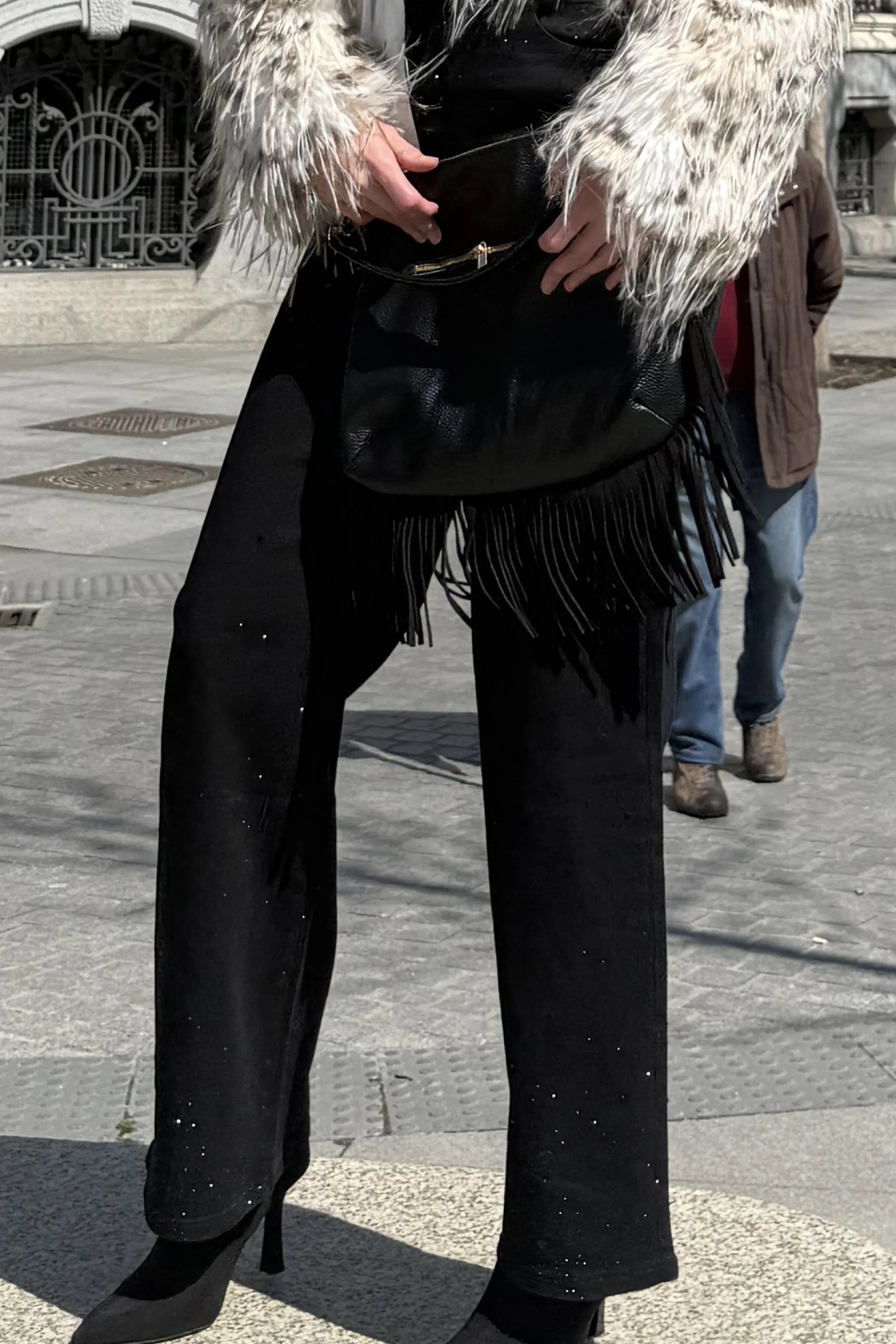 Jean Recto Brillos Negro