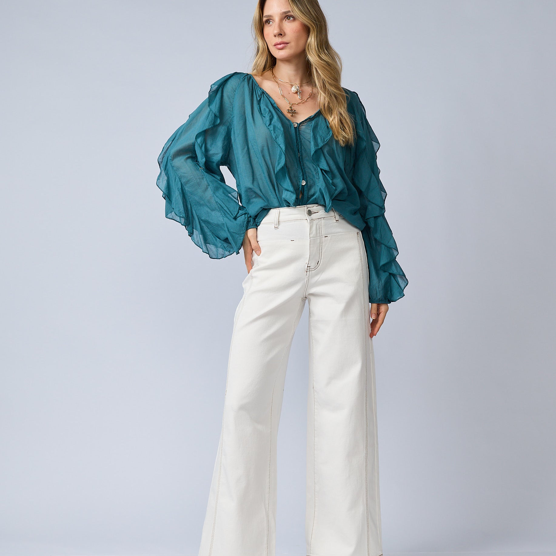 Pantalon Wide Bolsillos Delanteros