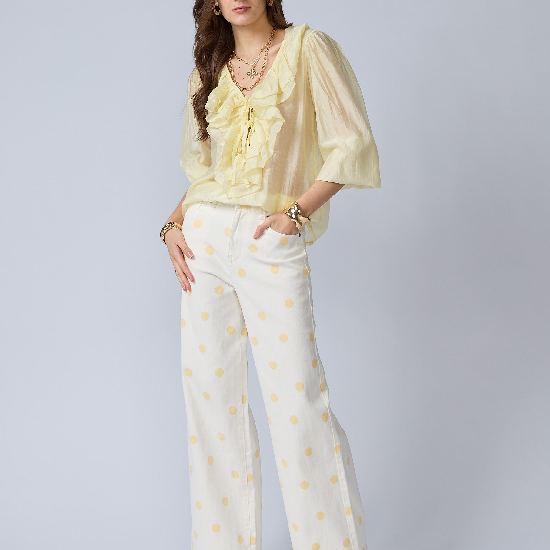 Pantalon Wide Polka Dots