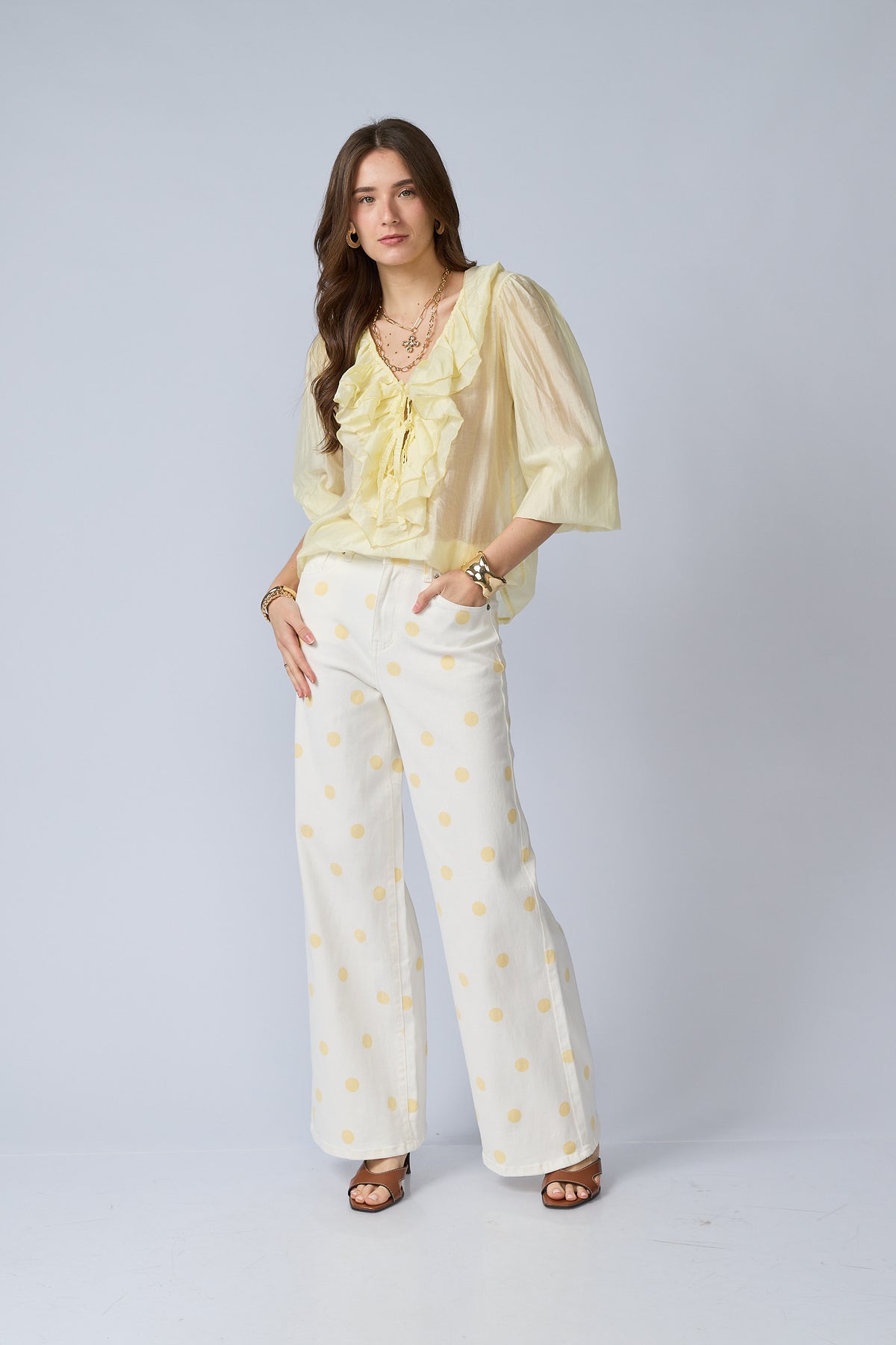 Pantalon Wide Polka Dots