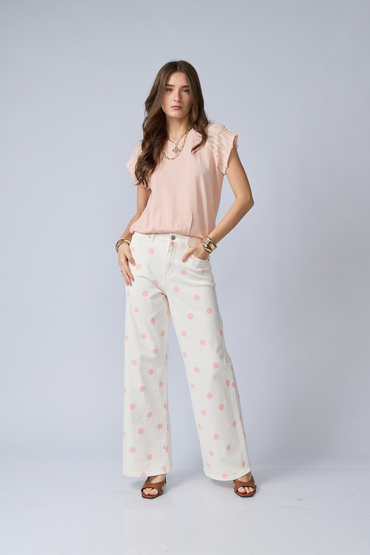 Pantalon Wide Polka Dots