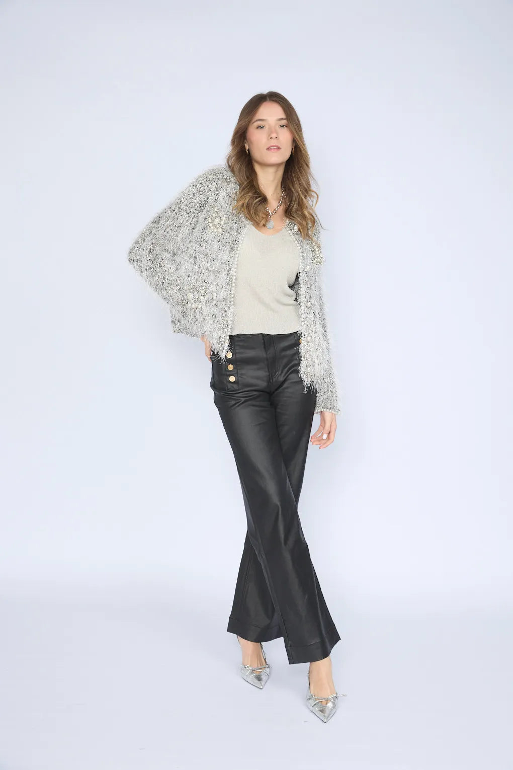 Pantalon Ecopiel Botones Laterales