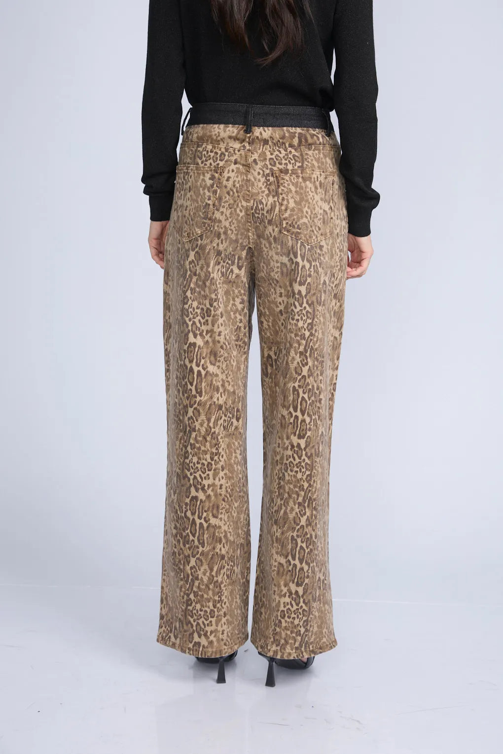 Pantalon Animal Print Bolsillos Negros
