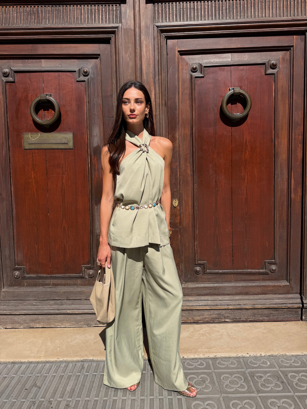 Set Pantalon y Top Halter Broche