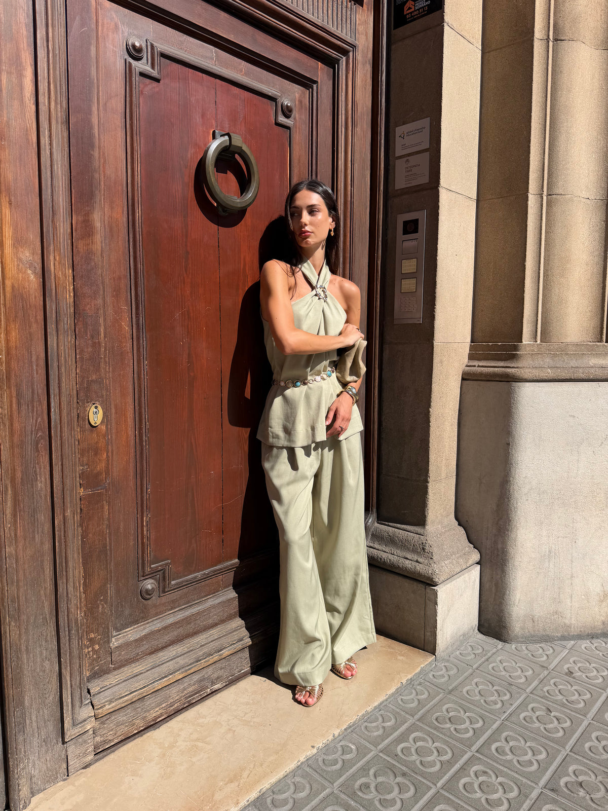 Set Pantalon y Top Halter Broche
