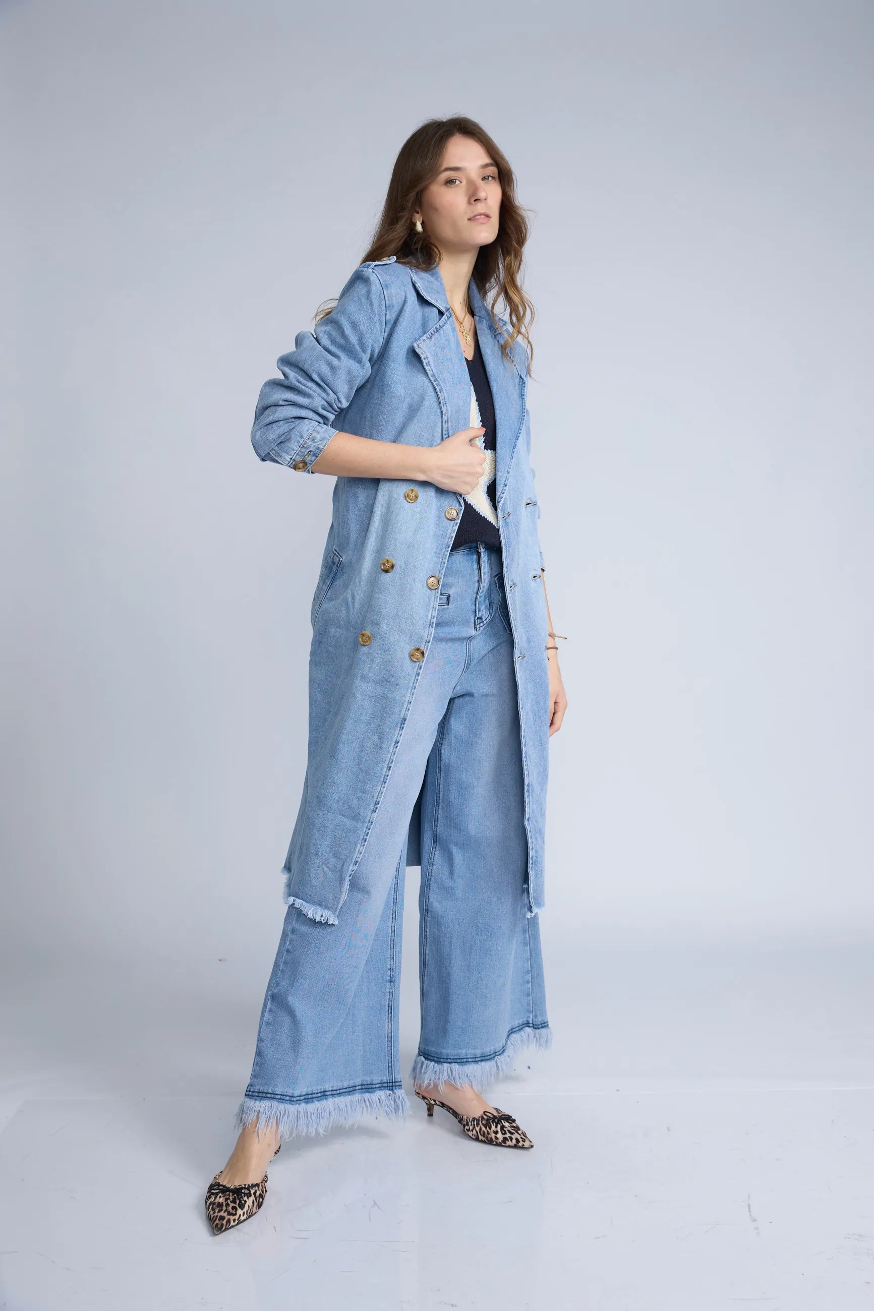 Trench Denim Basta Desflecada