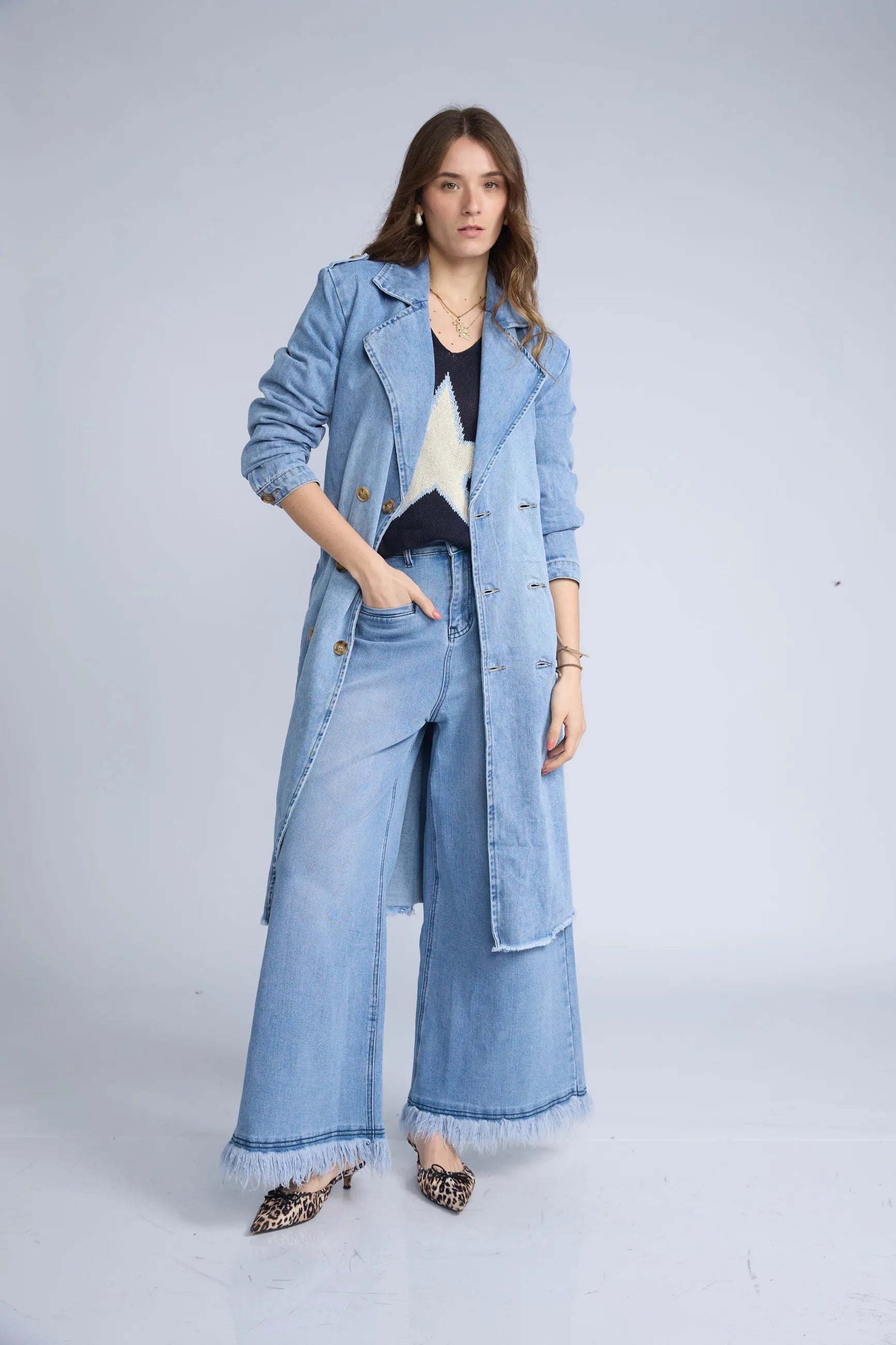 Trench Denim Basta Desflecada