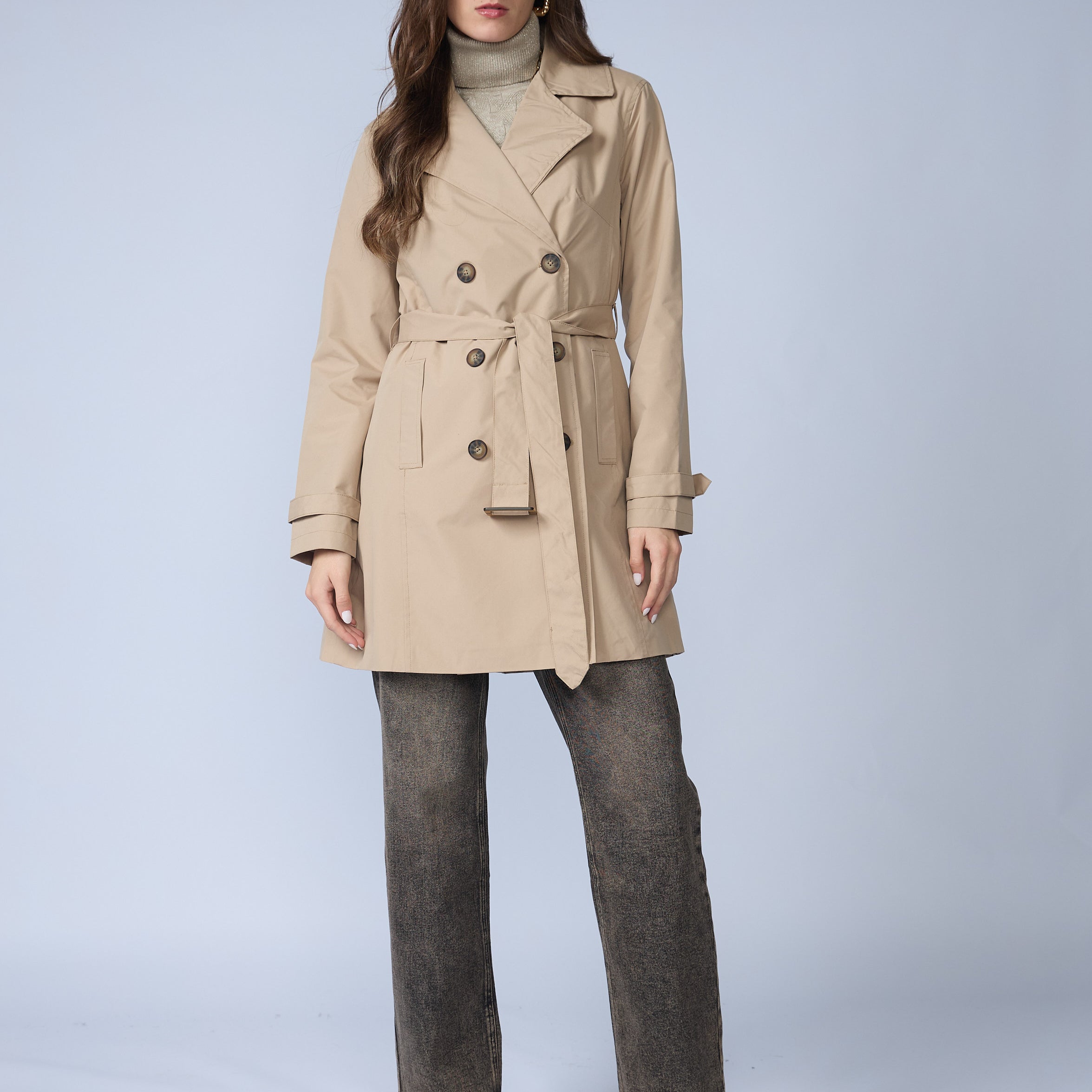 Trench Midi Cruzado Cinturon