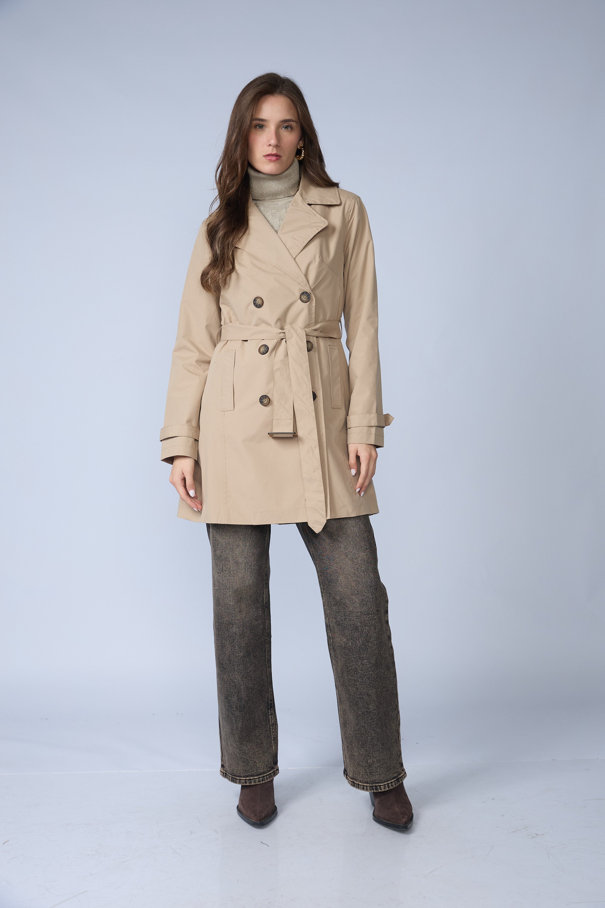 Trench Midi Cruzado Cinturon