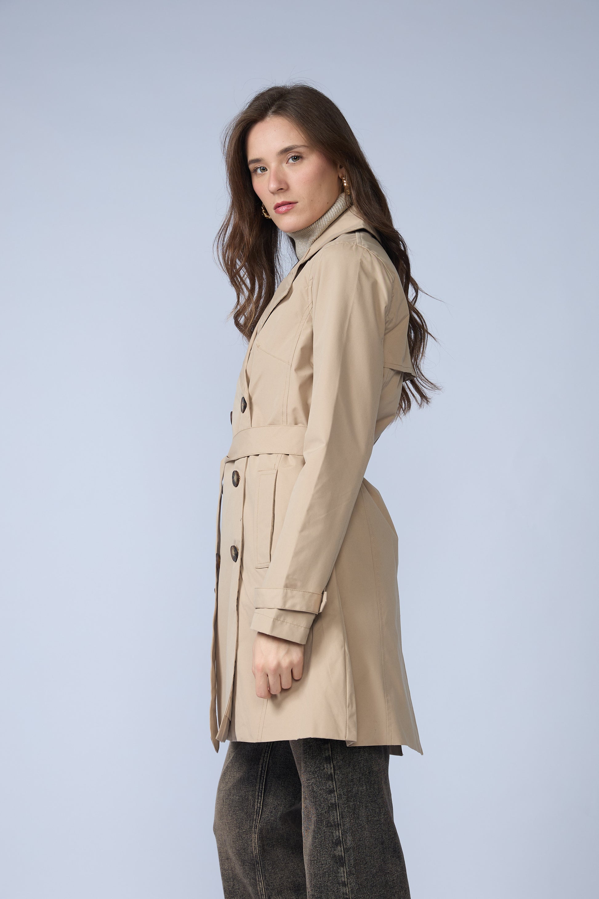 Trench Midi Cruzado Cinturon