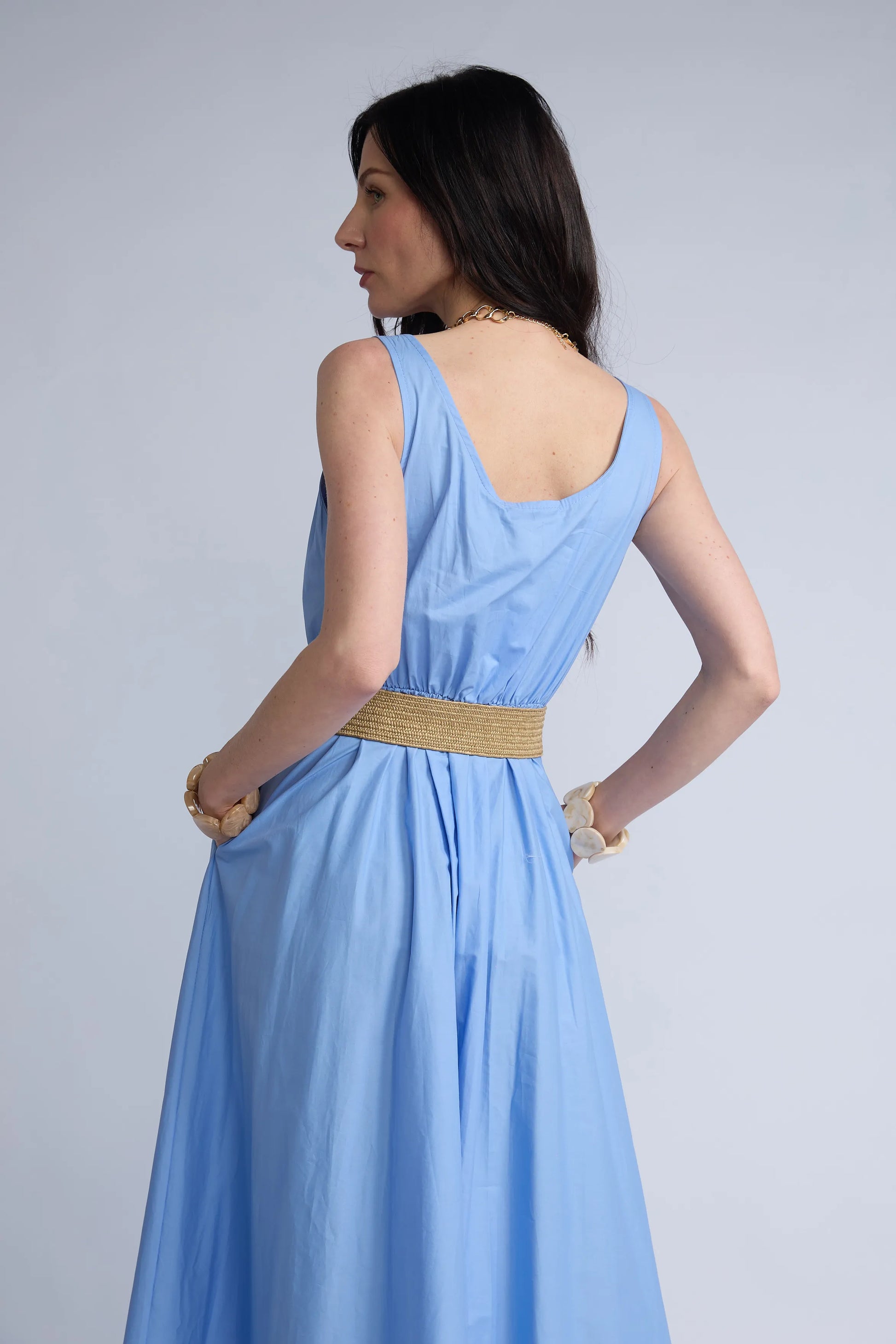 Vestido Tira Ancha Cinturon